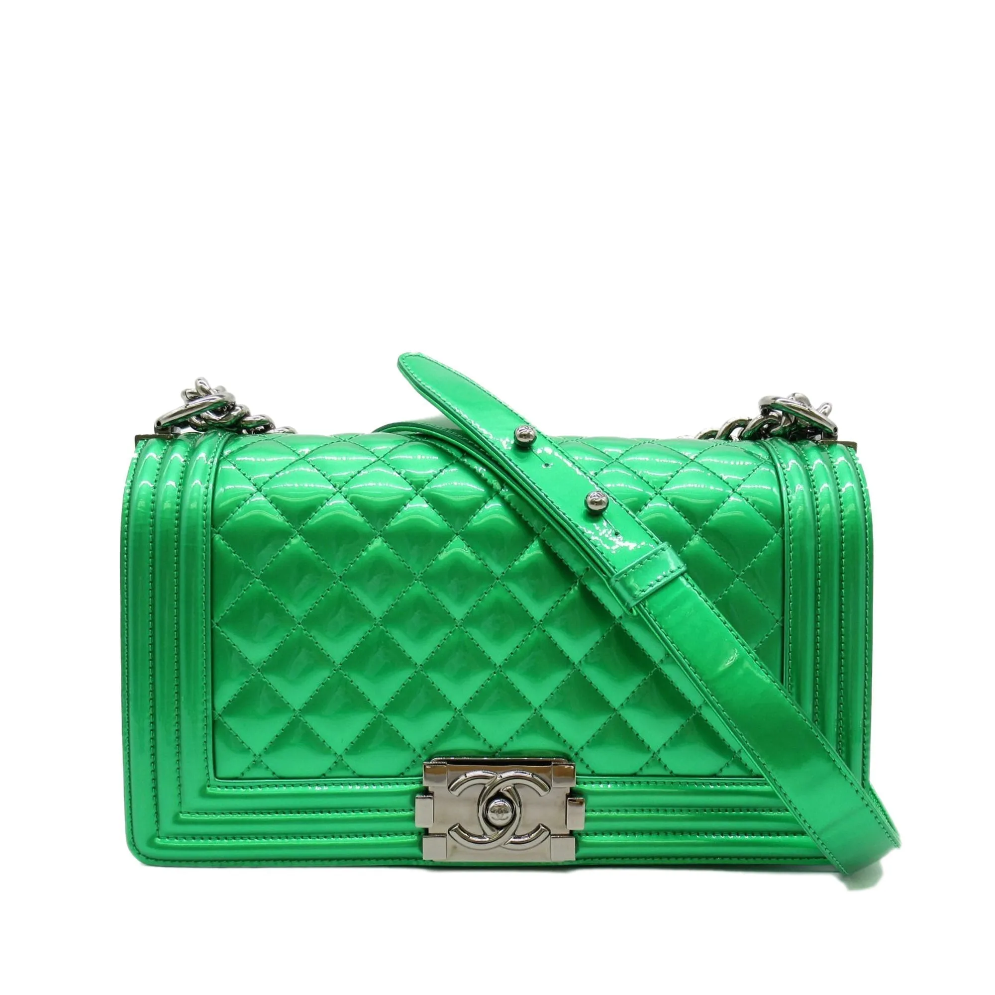 CHANEL Medium Patent Boy Flap Crossbody Bag