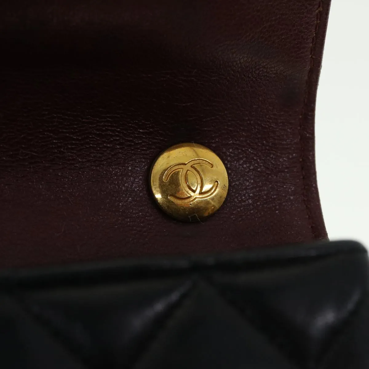 CHANEL Mini Matelasse Chain Shoulder Bag Lamb Skin Black CC 42862A