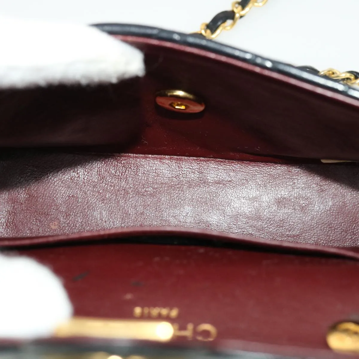 CHANEL Mini Matelasse Chain Shoulder Bag Lamb Skin Black CC 42862A
