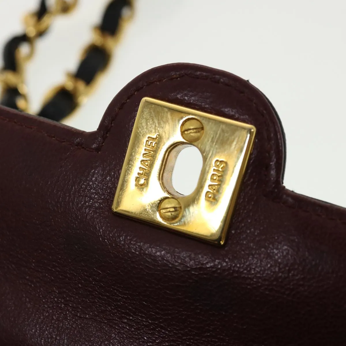 CHANEL Mini Matelasse Chain Shoulder Bag Lamb Skin Black CC 42862A