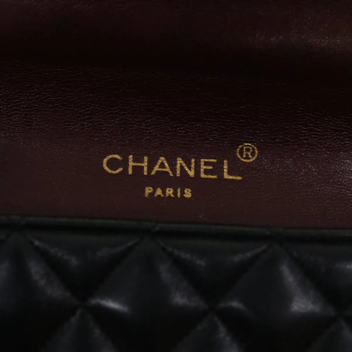 CHANEL Mini Matelasse Chain Shoulder Bag Lamb Skin Black CC 42862A