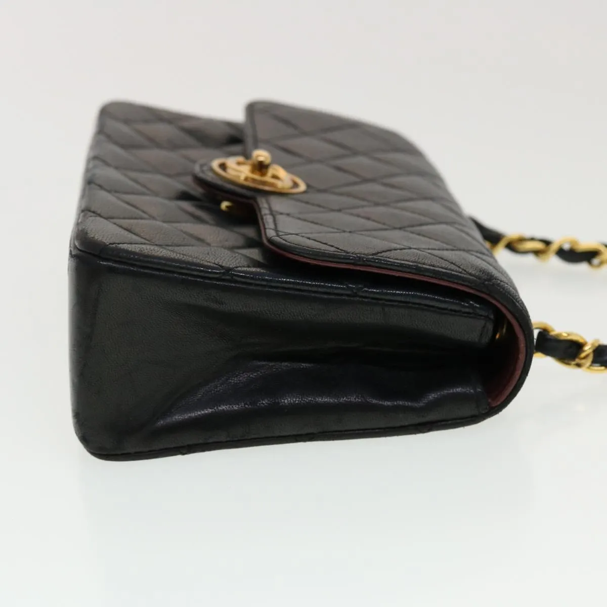CHANEL Mini Matelasse Chain Shoulder Bag Lamb Skin Black CC 42862A
