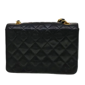 CHANEL Mini Matelasse Chain Shoulder Bag Lamb Skin Black CC 42862A