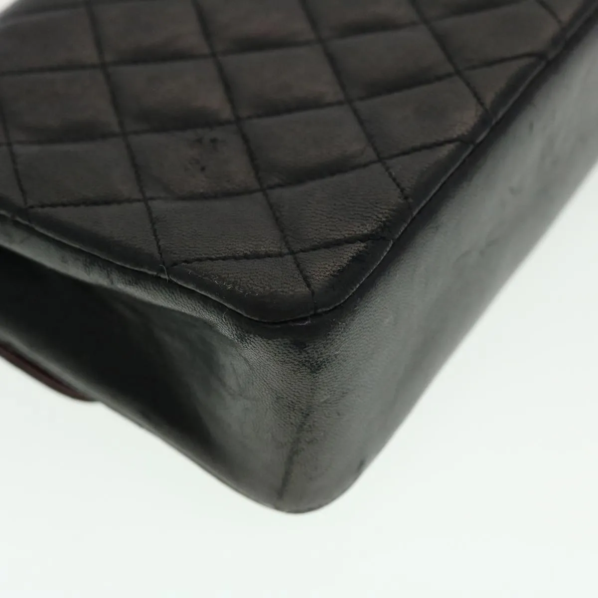 CHANEL Mini Matelasse Chain Shoulder Bag Lamb Skin Black CC 42862A