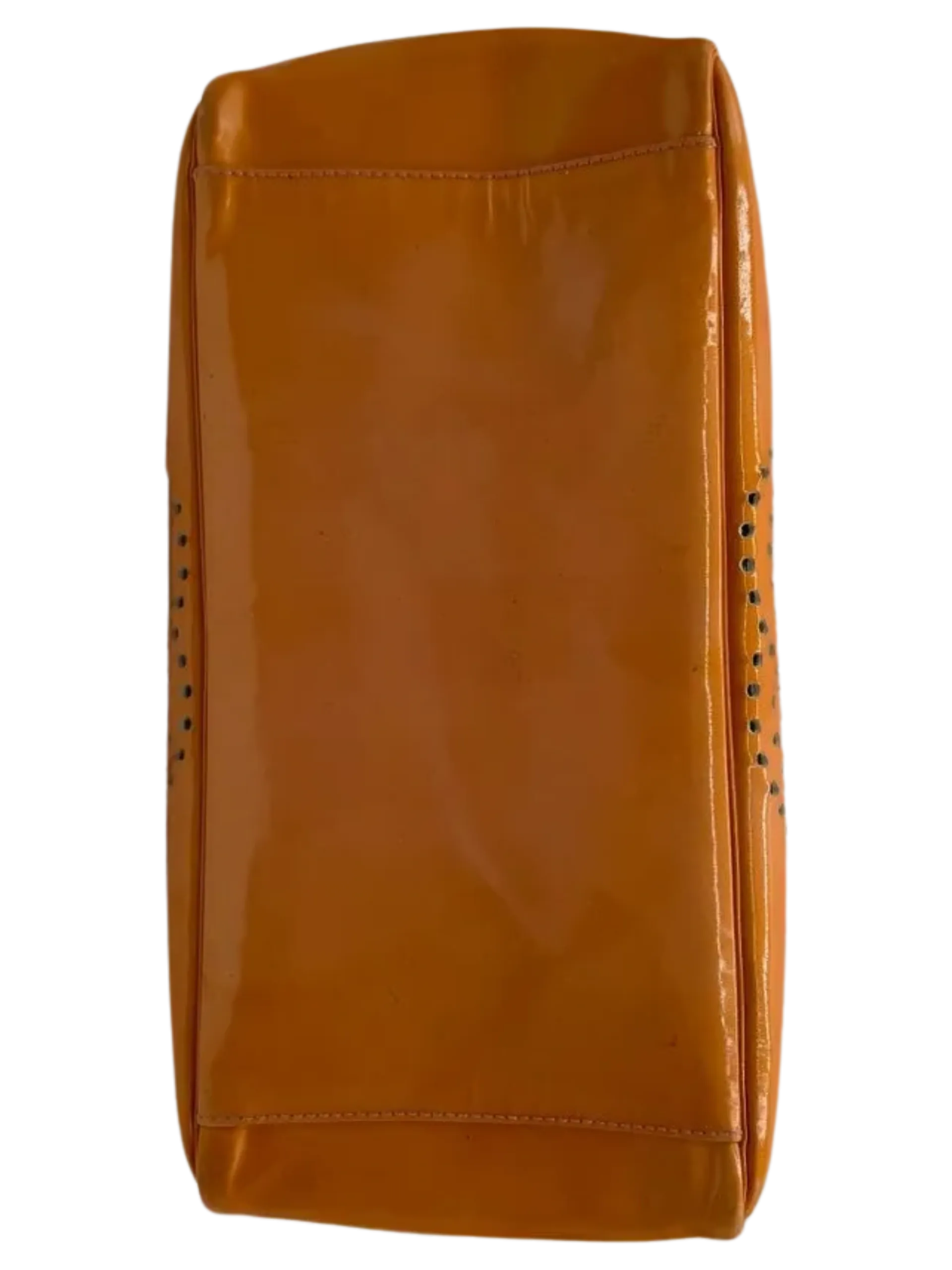 CHANEL Triple Coco Orange Patent Leather Chain Tote Bag