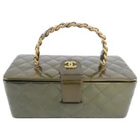 Chanel Vintage 1994 Olive Green Patent Vanity Case Bag