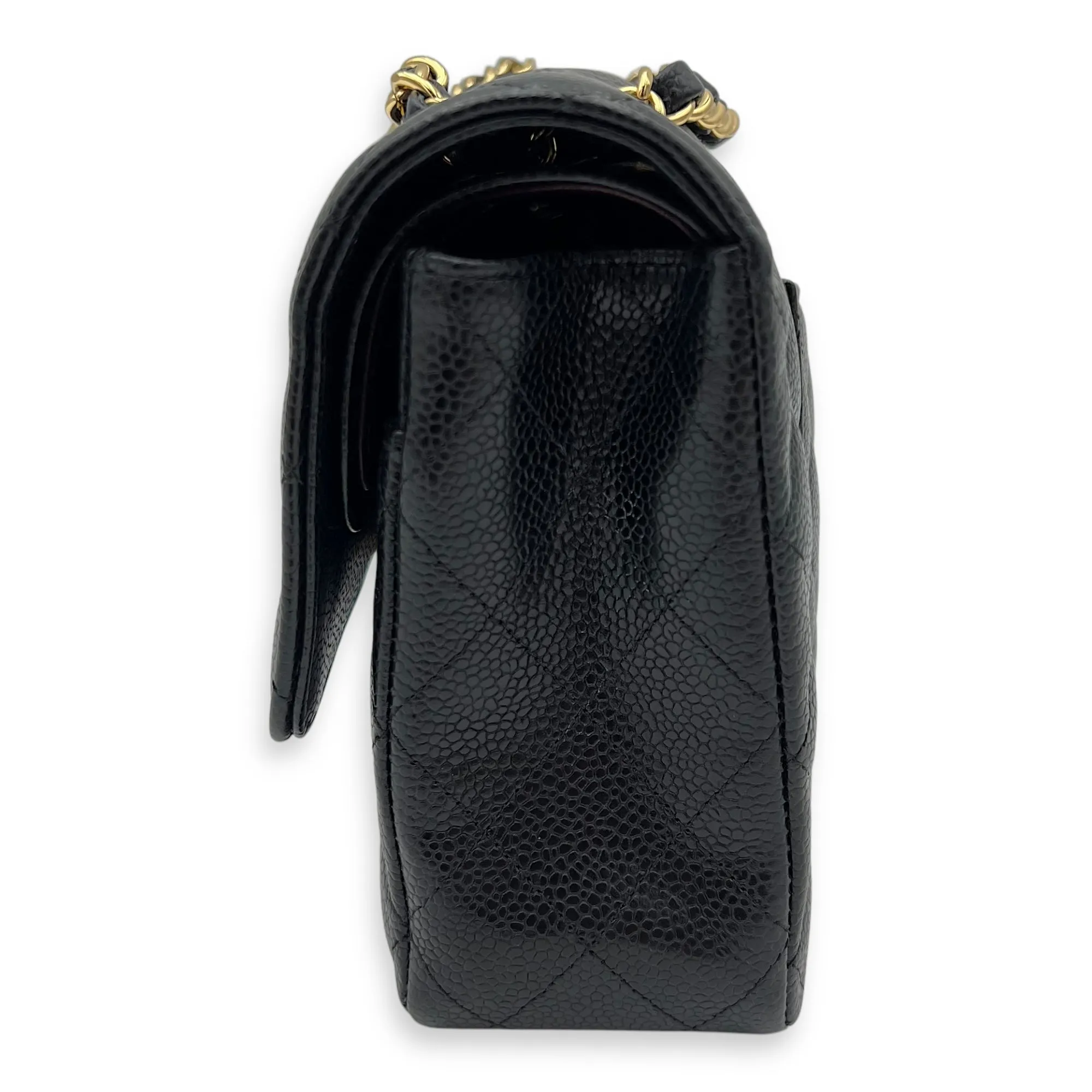 Classic Shoulder Bag Black in Caviar Leather, Gold hardware