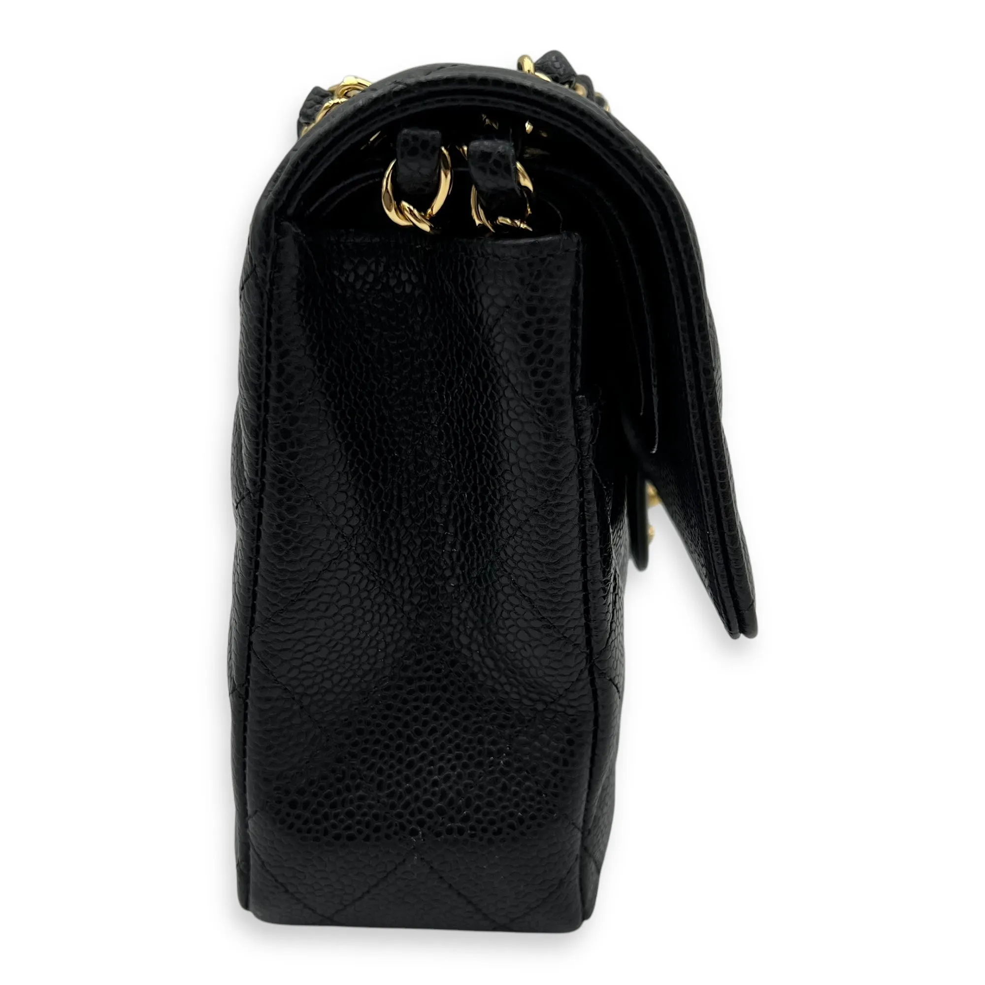 Classic Shoulder Bag Black in Caviar Leather, Gold hardware