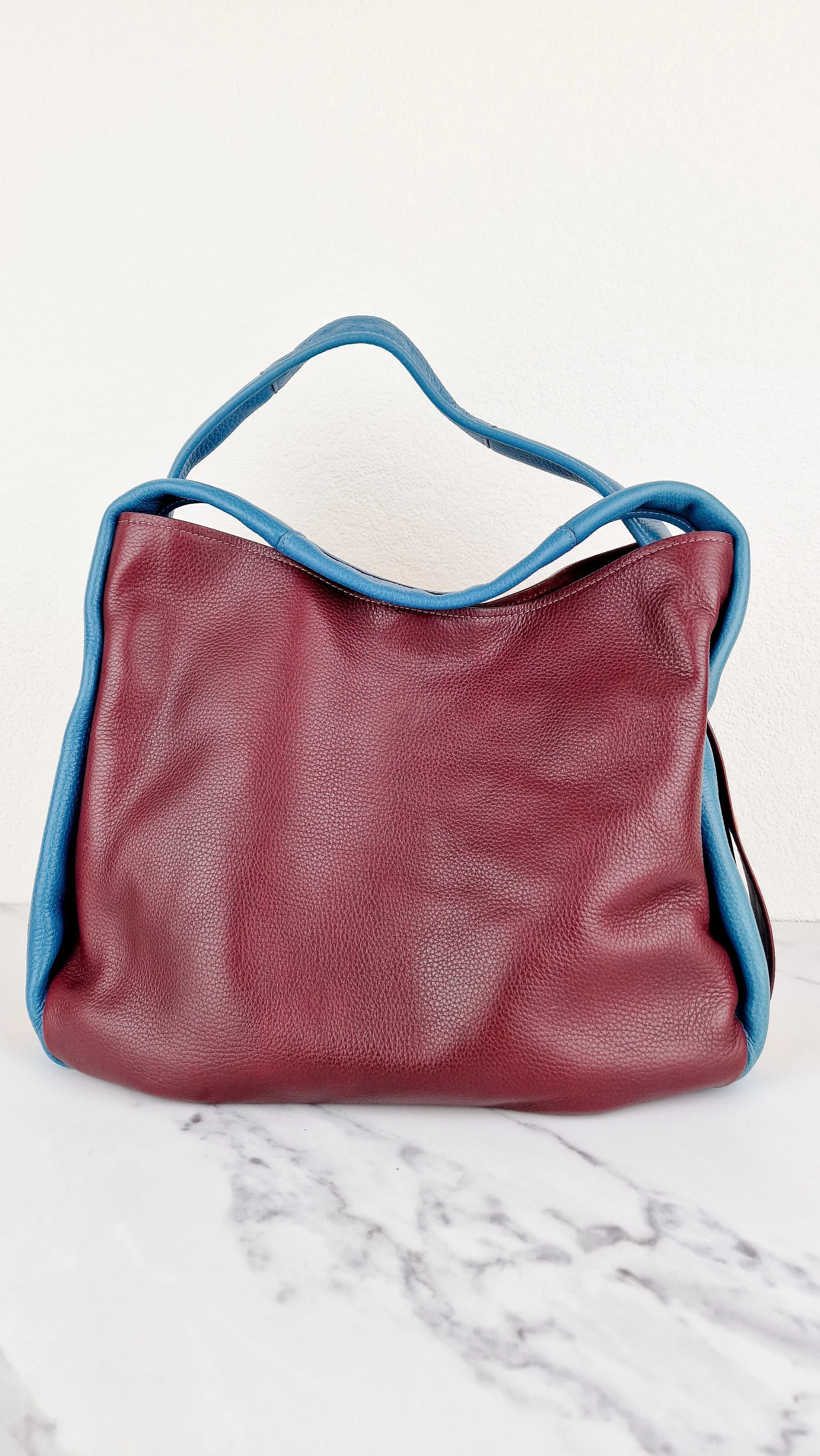 Coach 1941 Bandit Hobo 39 Bag in Goldenrod Yellow, Blue & Oxblood Pebble Leather - 2 in 1 handbag - Coach 10736