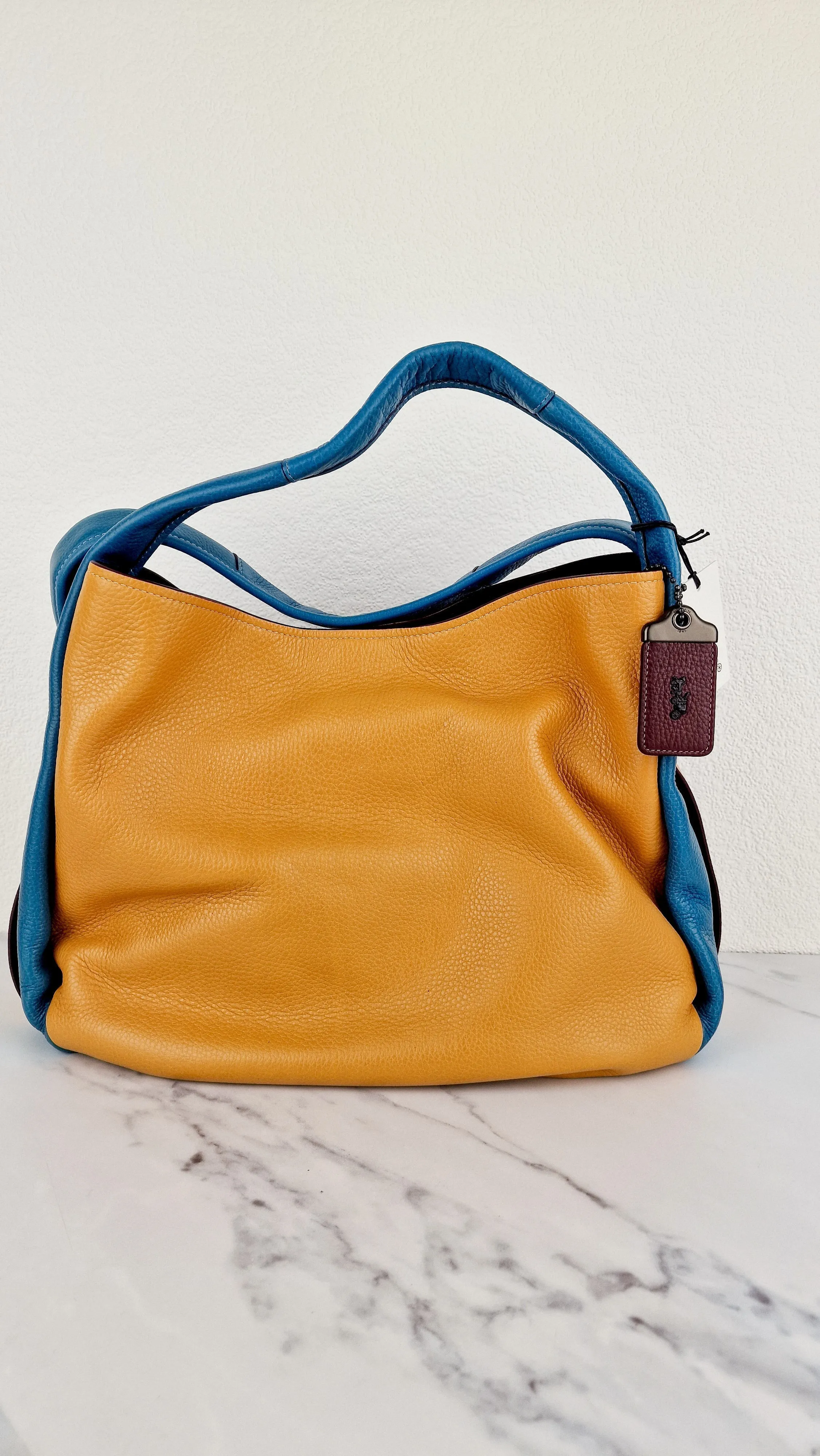 Coach 1941 Bandit Hobo 39 Bag in Goldenrod Yellow, Blue & Oxblood Pebble Leather - 2 in 1 handbag - Coach 10736