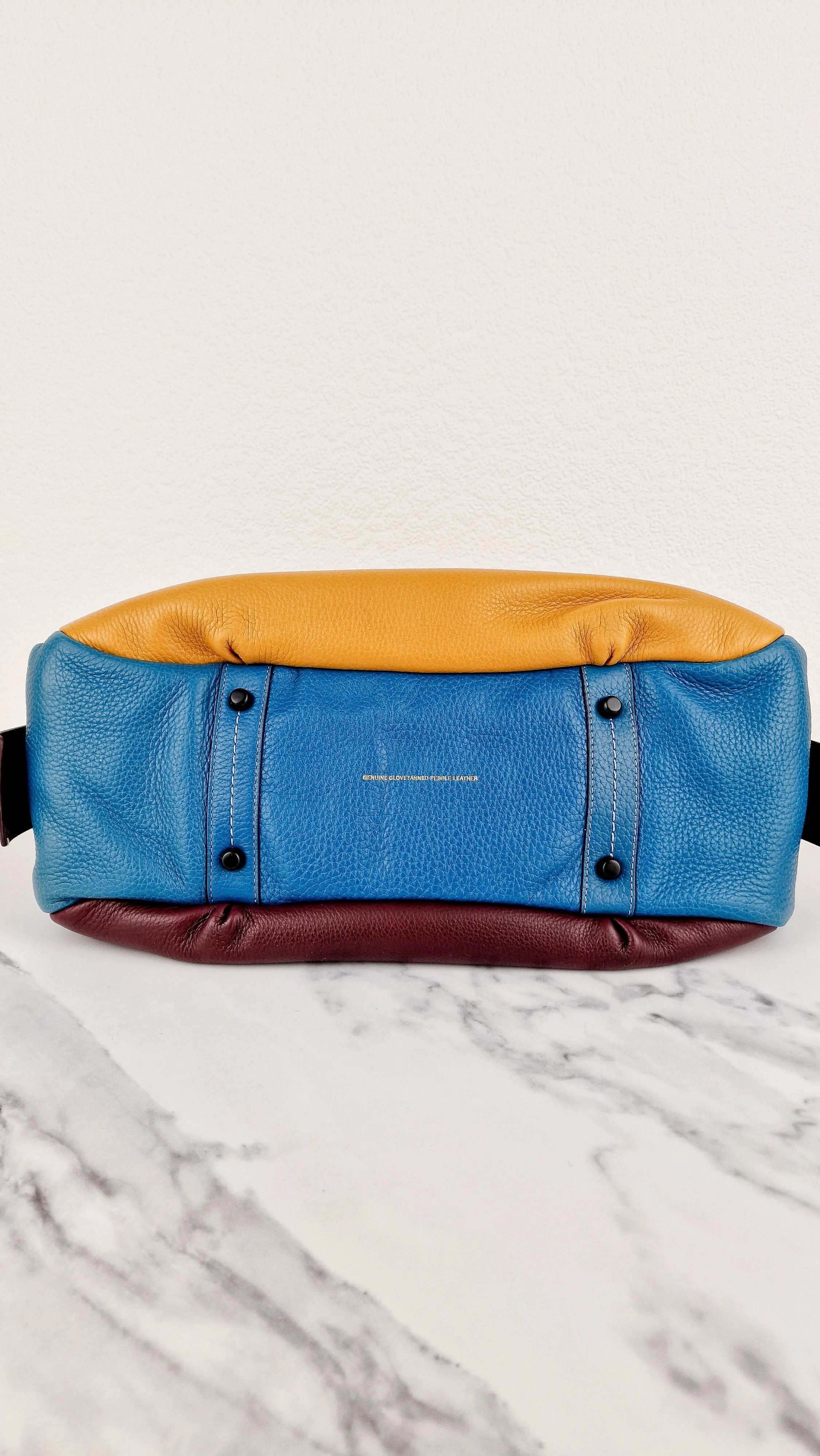 Coach 1941 Bandit Hobo 39 Bag in Goldenrod Yellow, Blue & Oxblood Pebble Leather - 2 in 1 handbag - Coach 10736