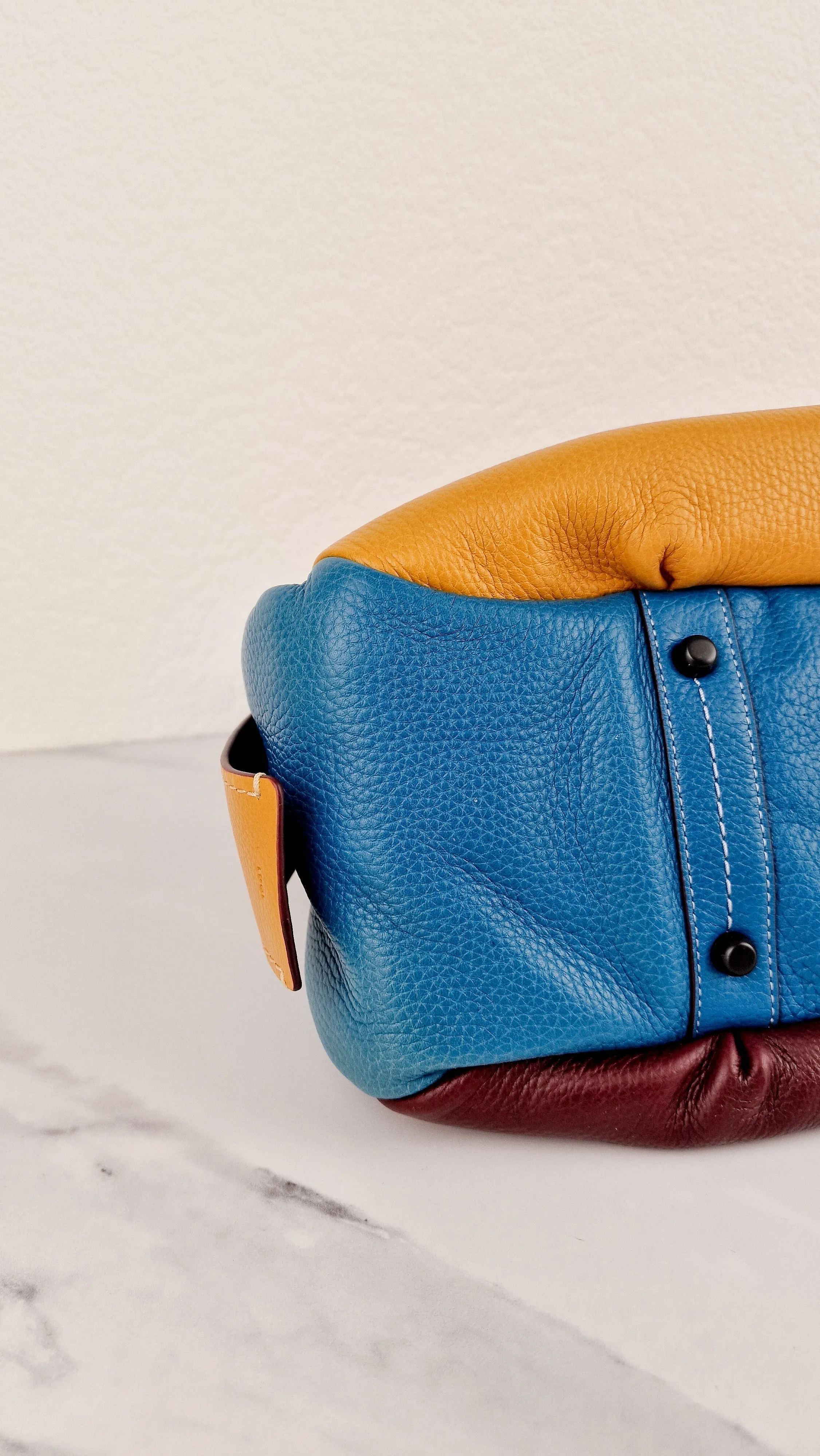 Coach 1941 Bandit Hobo 39 Bag in Goldenrod Yellow, Blue & Oxblood Pebble Leather - 2 in 1 handbag - Coach 10736