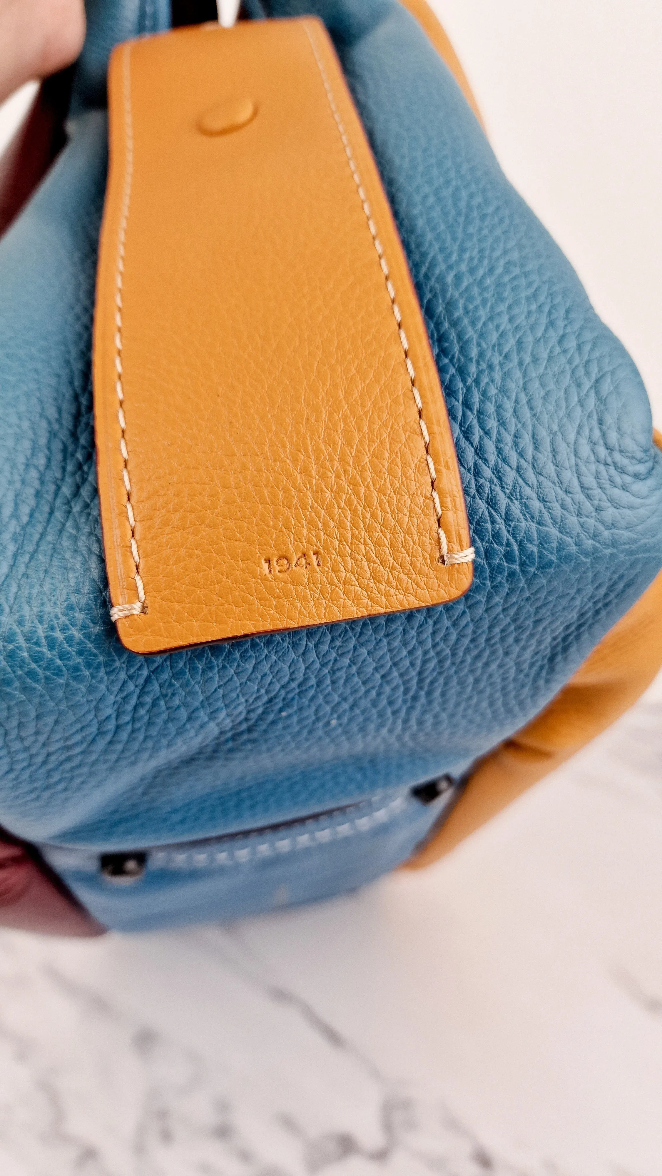 Coach 1941 Bandit Hobo 39 Bag in Goldenrod Yellow, Blue & Oxblood Pebble Leather - 2 in 1 handbag - Coach 10736