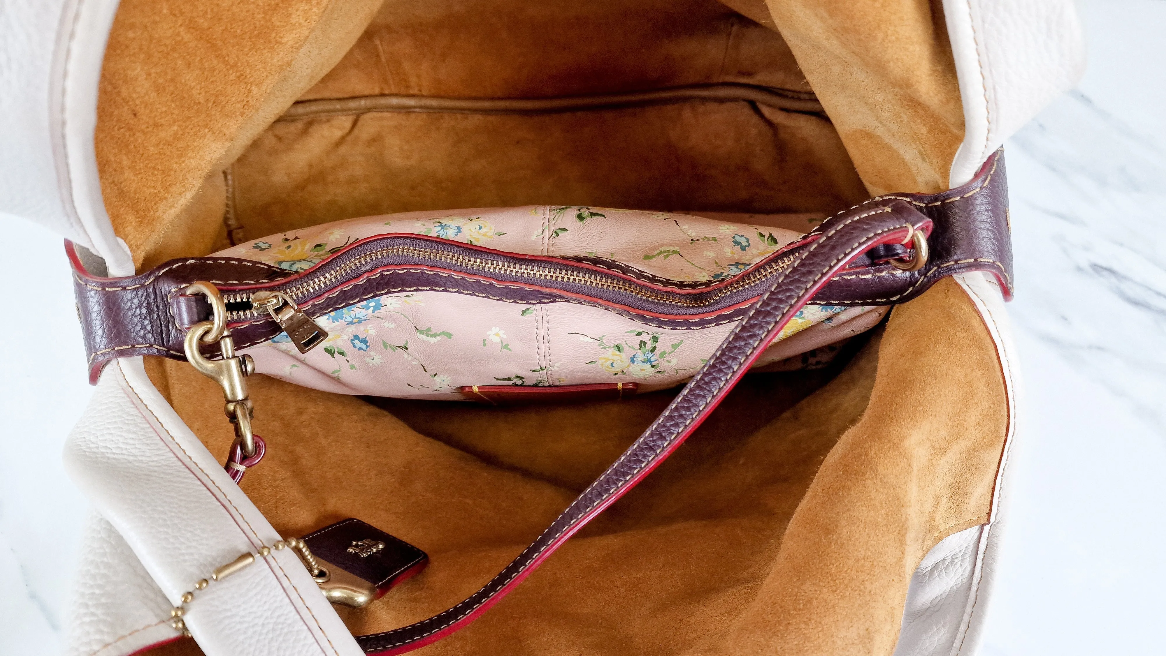 Coach 1941 Bandit Hobo 39 Shoulder Bag in Chalk Pebble Leather - 2 in 1 Bag - Coach 86760