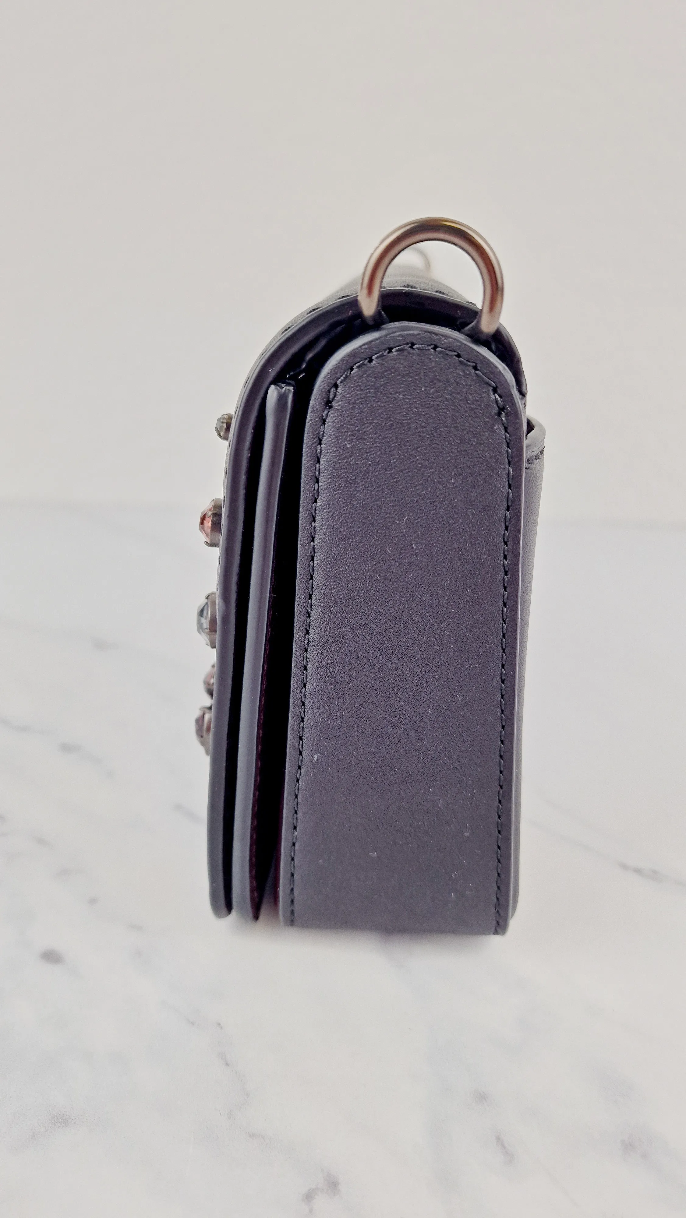 Coach 1941 Dinky Black with Crystal Bow Embellishment - Smooth Leather Crossbody Bag Coach 38646