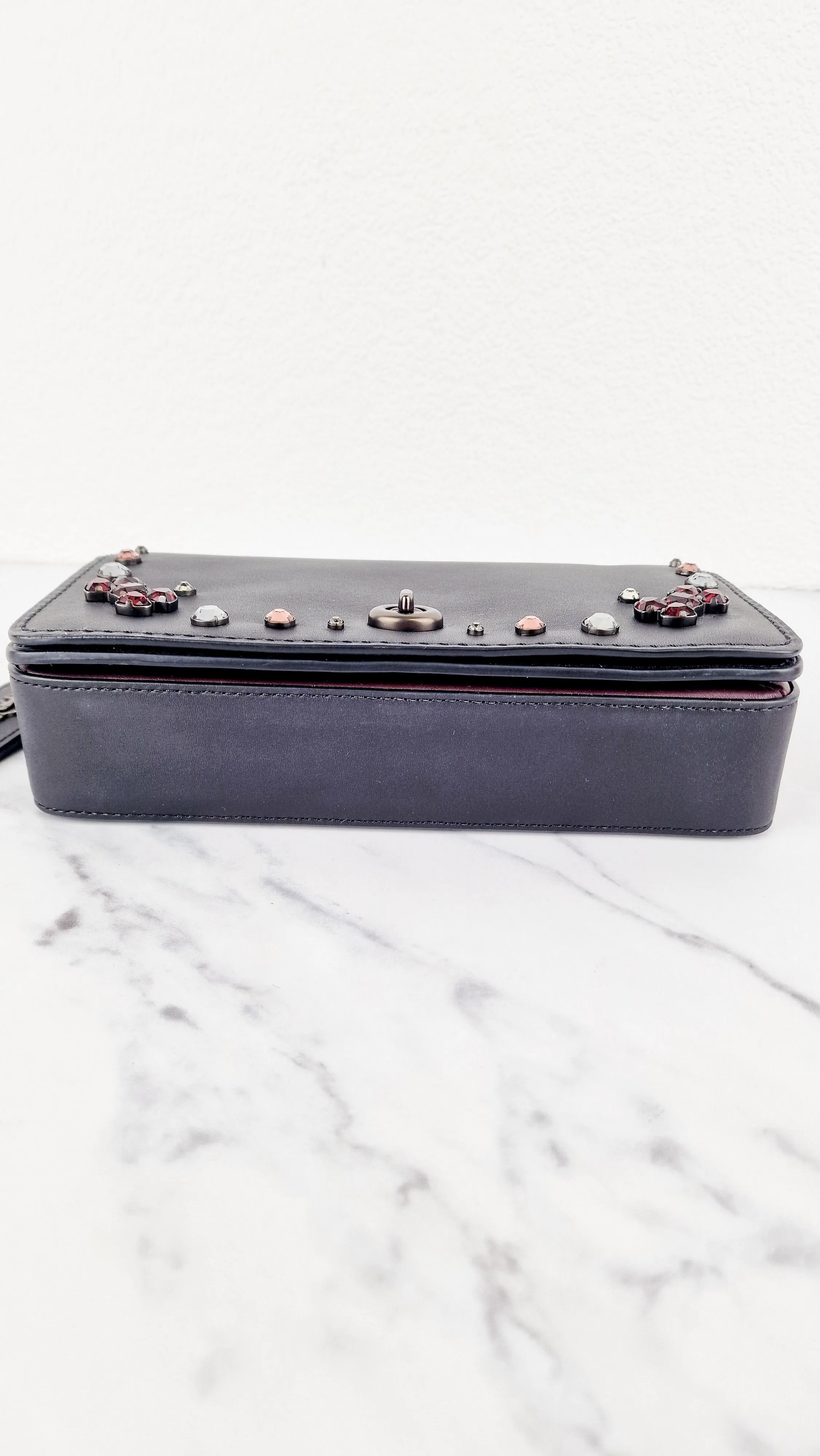 Coach 1941 Dinky Black with Crystal Bow Embellishment - Smooth Leather Crossbody Bag Coach 38646