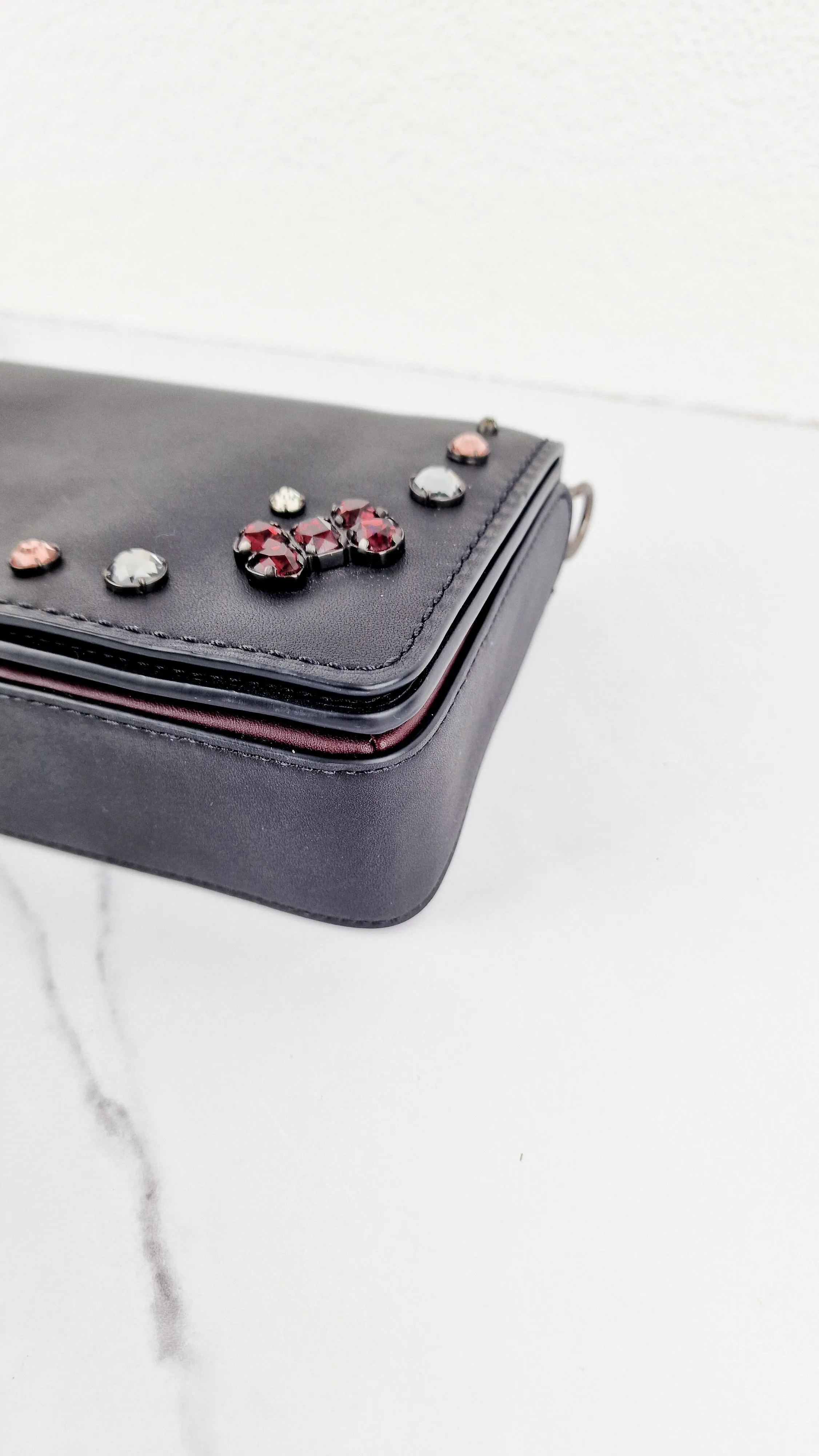 Coach 1941 Dinky Black with Crystal Bow Embellishment - Smooth Leather Crossbody Bag Coach 38646