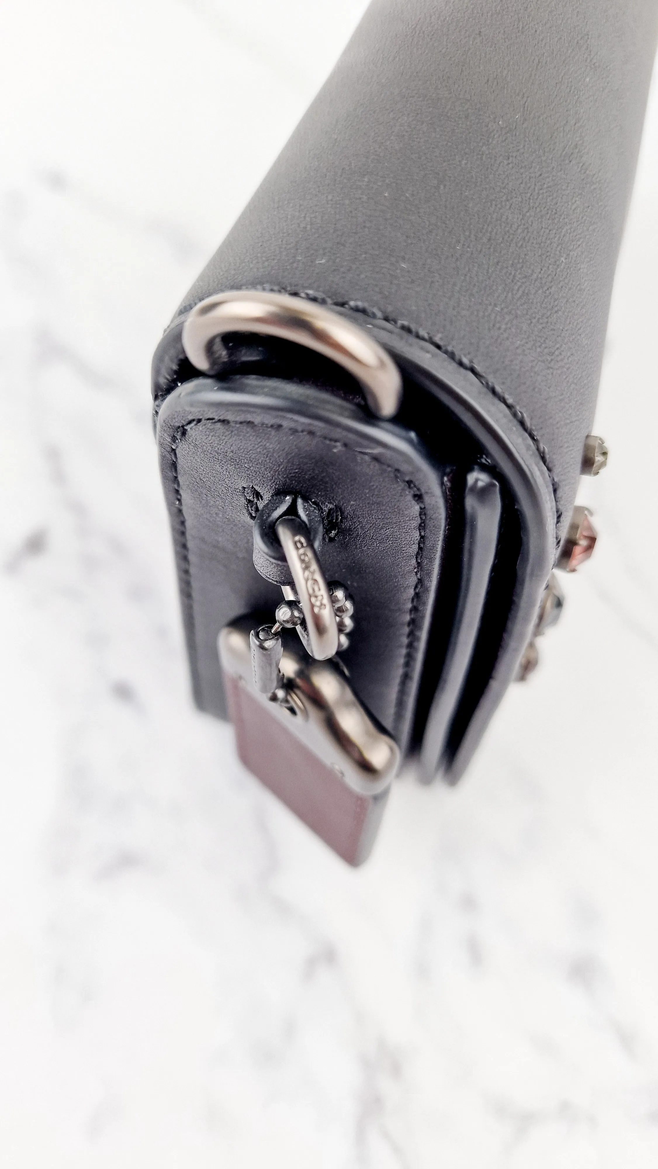 Coach 1941 Dinky Black with Crystal Bow Embellishment - Smooth Leather Crossbody Bag Coach 38646