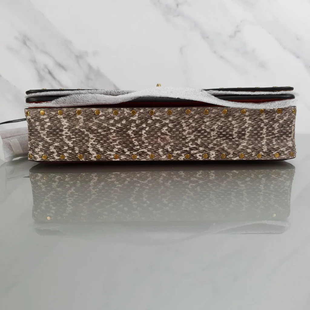 Coach 1941 Dinky in Colorblock Black, Cognac and genuine Snakeskin with Border Rivets