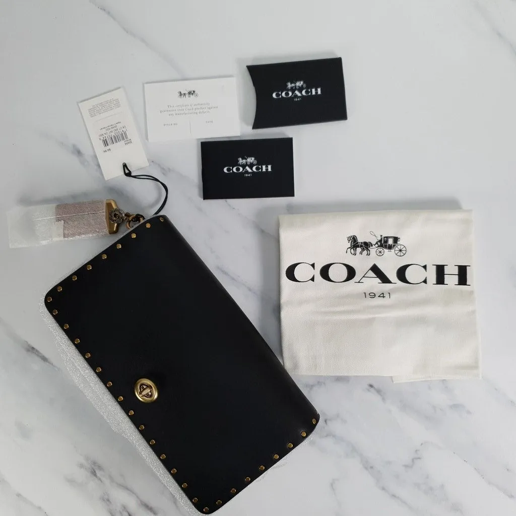 Coach 1941 Dinky in Colorblock Black, Cognac and genuine Snakeskin with Border Rivets