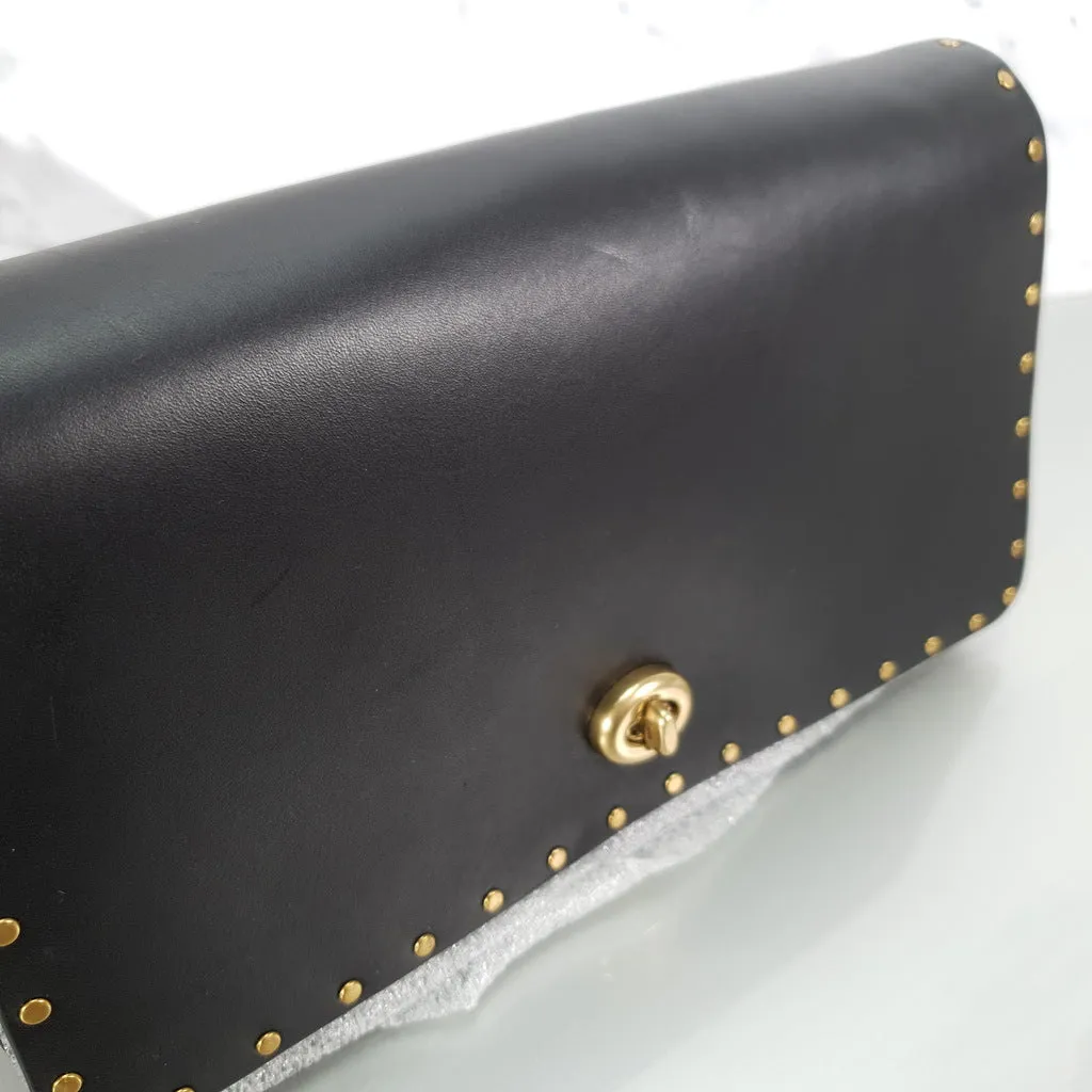 Coach 1941 Dinky in Colorblock Black, Cognac and genuine Snakeskin with Border Rivets