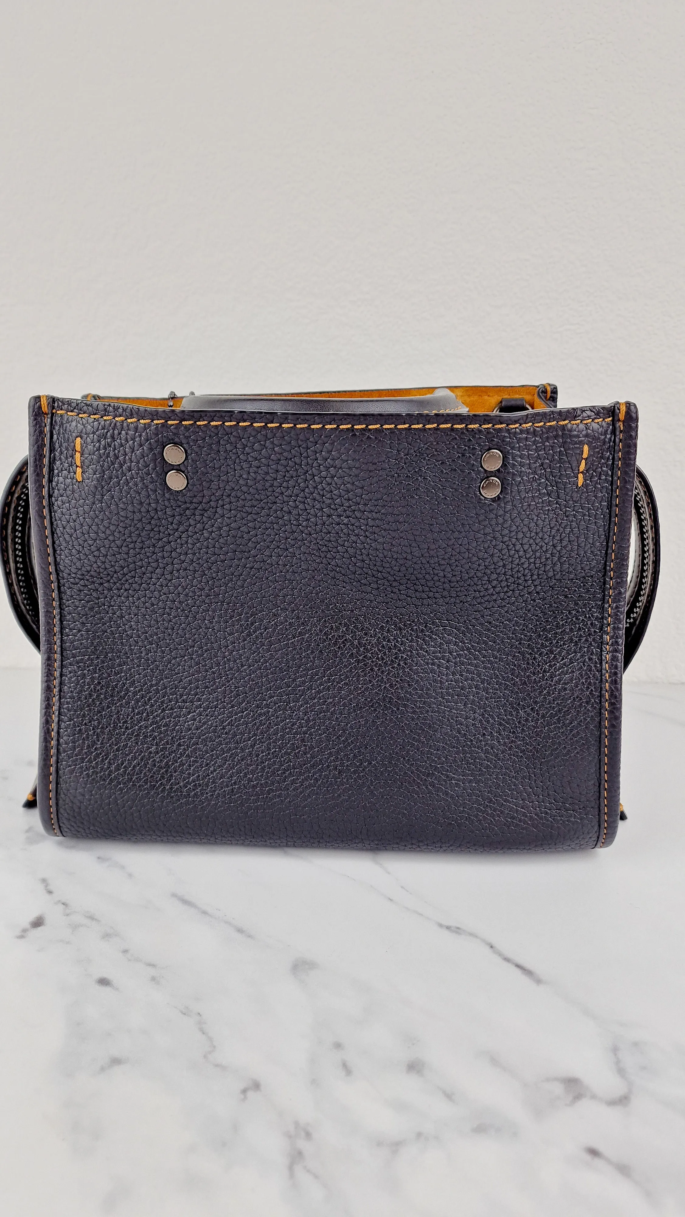 Coach 1941 Rogue 25 in Black Pebble Leather with Honey Suede lining - Handbag Shoulder Bag Coach 54536
