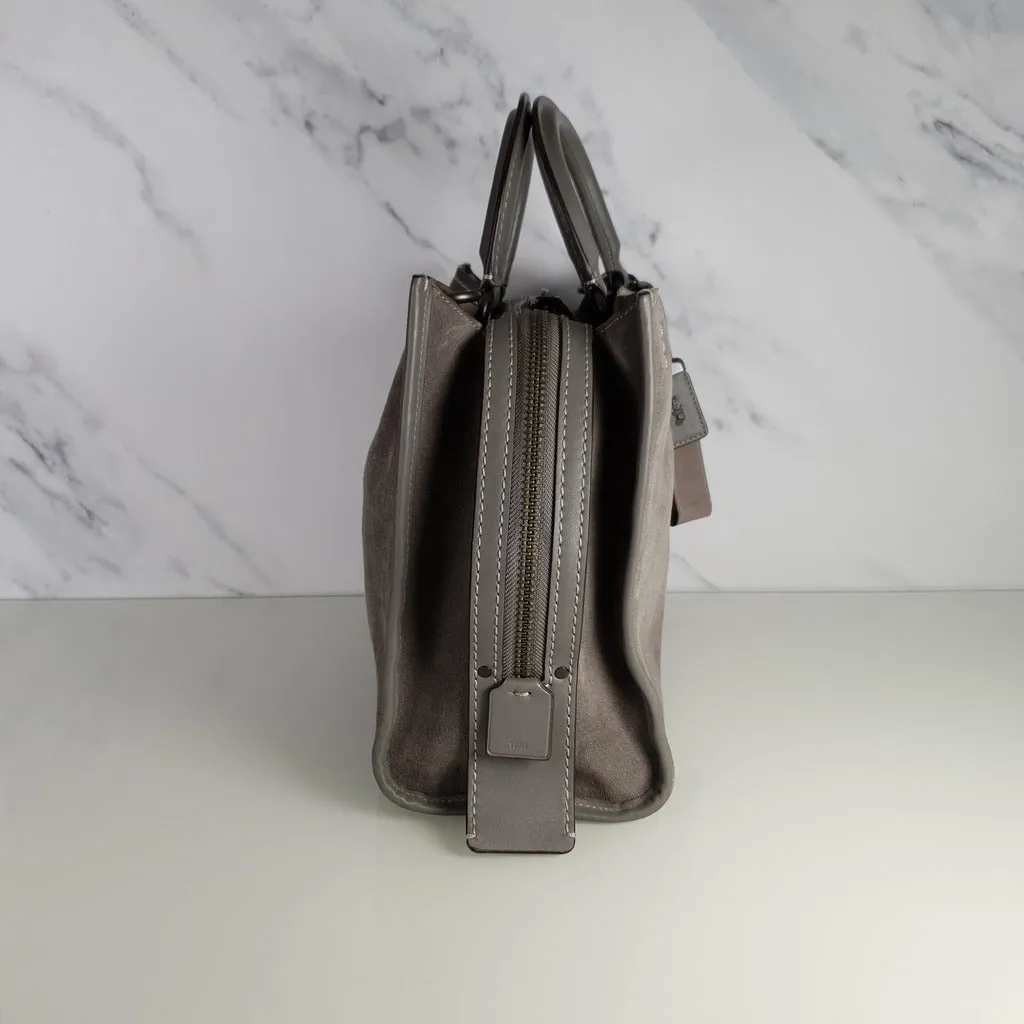 Coach 1941 Rogue 31 Grey Heather Suede Handbag Shoulder Bag Satchel 38220