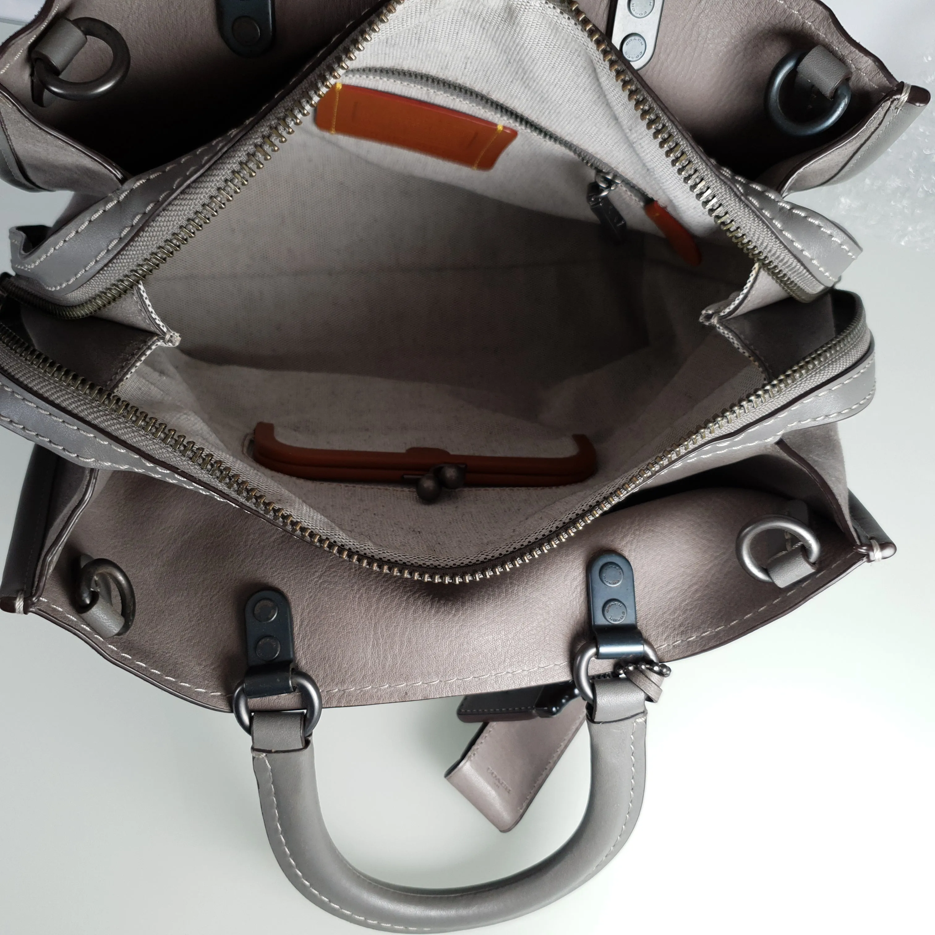 Coach 1941 Rogue 31 Grey Heather Suede Handbag Shoulder Bag Satchel 38220