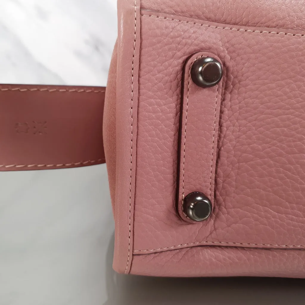Coach 1941 Rogue 31 in Dusty Rose Pink Mixed Leather with Burgundy Suede - Pebbled Leather Handbag