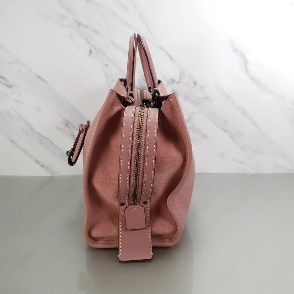 Coach 1941 Rogue 31 in Dusty Rose Pink Mixed Leather with Burgundy Suede - Pebbled Leather Handbag