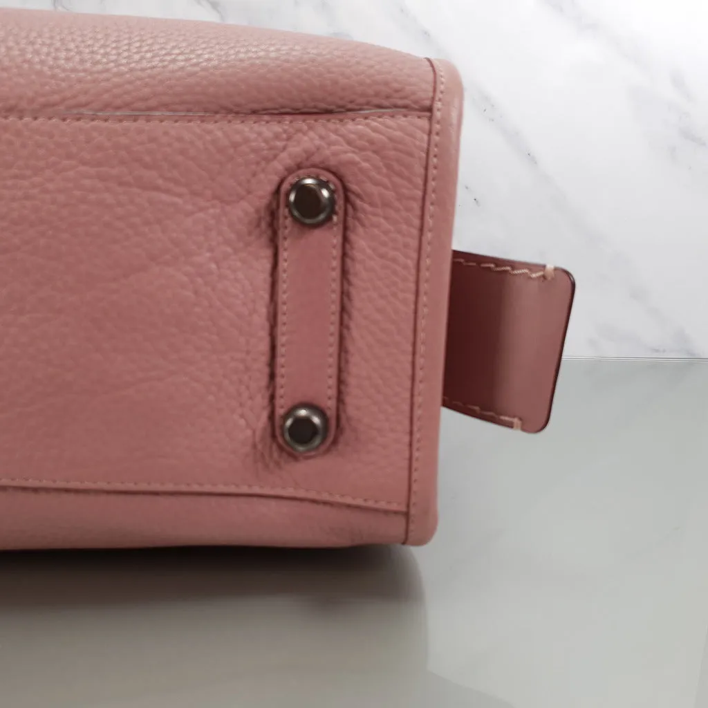 Coach 1941 Rogue 31 in Dusty Rose Pink Mixed Leather with Burgundy Suede - Pebbled Leather Handbag
