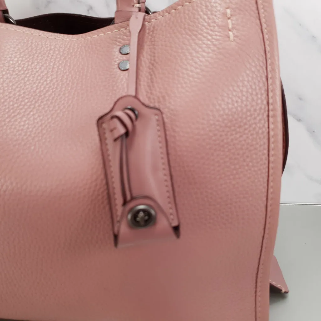 Coach 1941 Rogue 31 in Dusty Rose Pink Mixed Leather with Burgundy Suede - Pebbled Leather Handbag