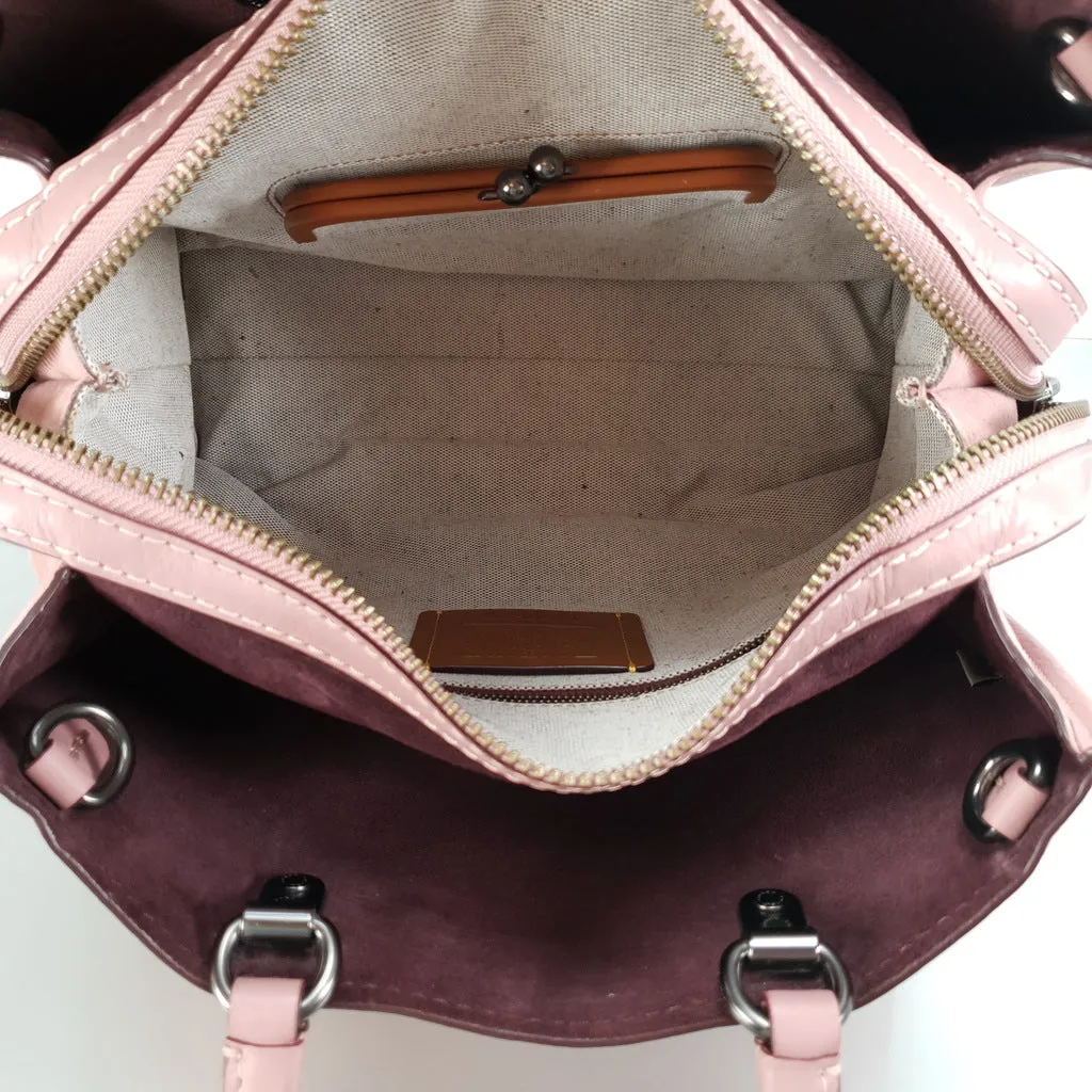 Coach 1941 Rogue 31 in Dusty Rose Pink Mixed Leather with Burgundy Suede - Pebbled Leather Handbag
