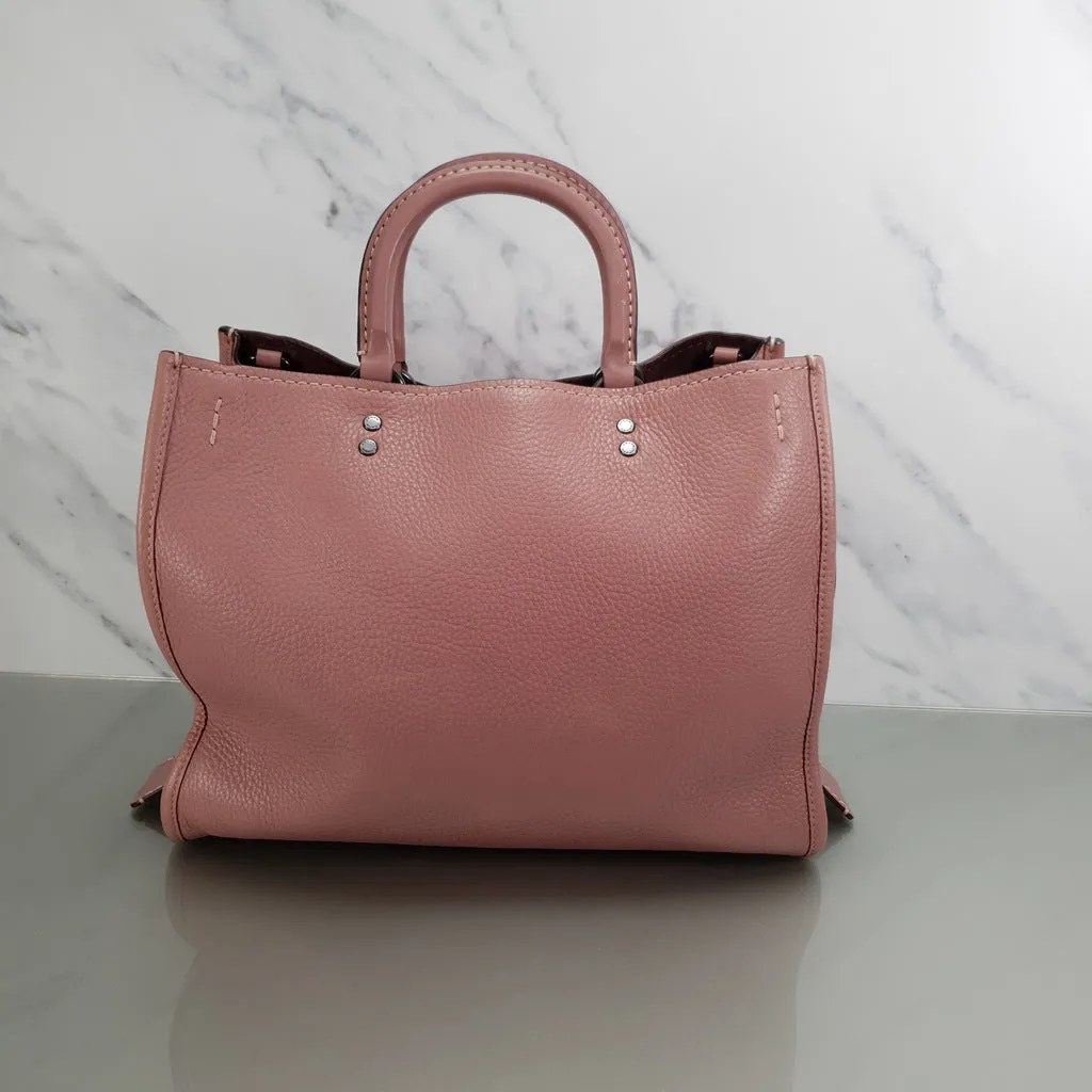 Coach 1941 Rogue 31 in Dusty Rose Pink Mixed Leather with Burgundy Suede - Pebbled Leather Handbag