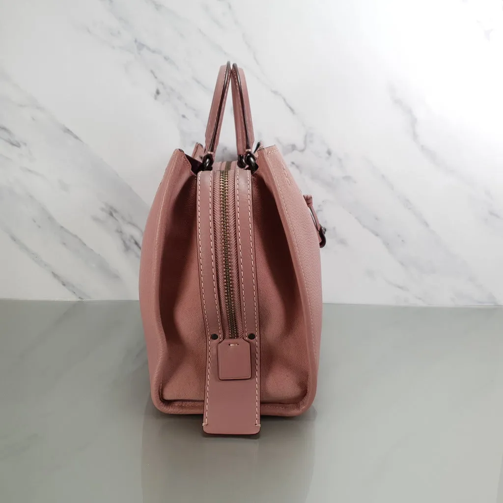 Coach 1941 Rogue 31 in Dusty Rose Pink Mixed Leather with Burgundy Suede - Pebbled Leather Handbag