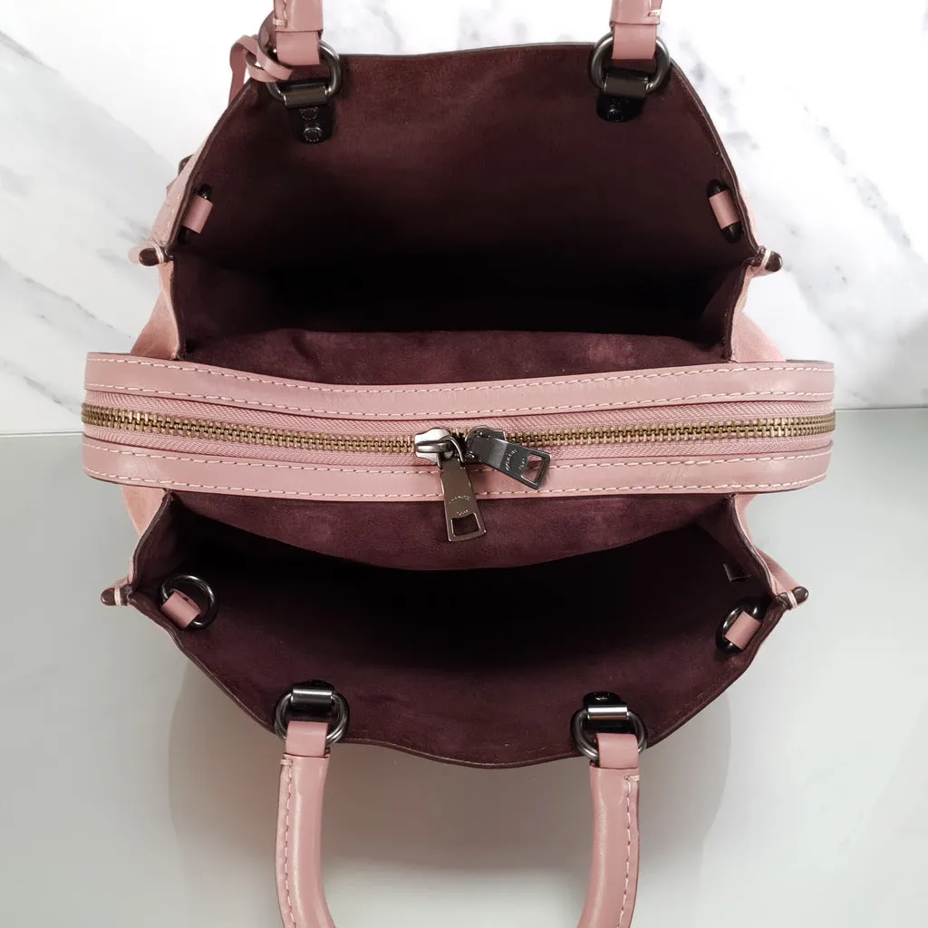 Coach 1941 Rogue 31 in Dusty Rose Pink Mixed Leather with Burgundy Suede - Pebbled Leather Handbag