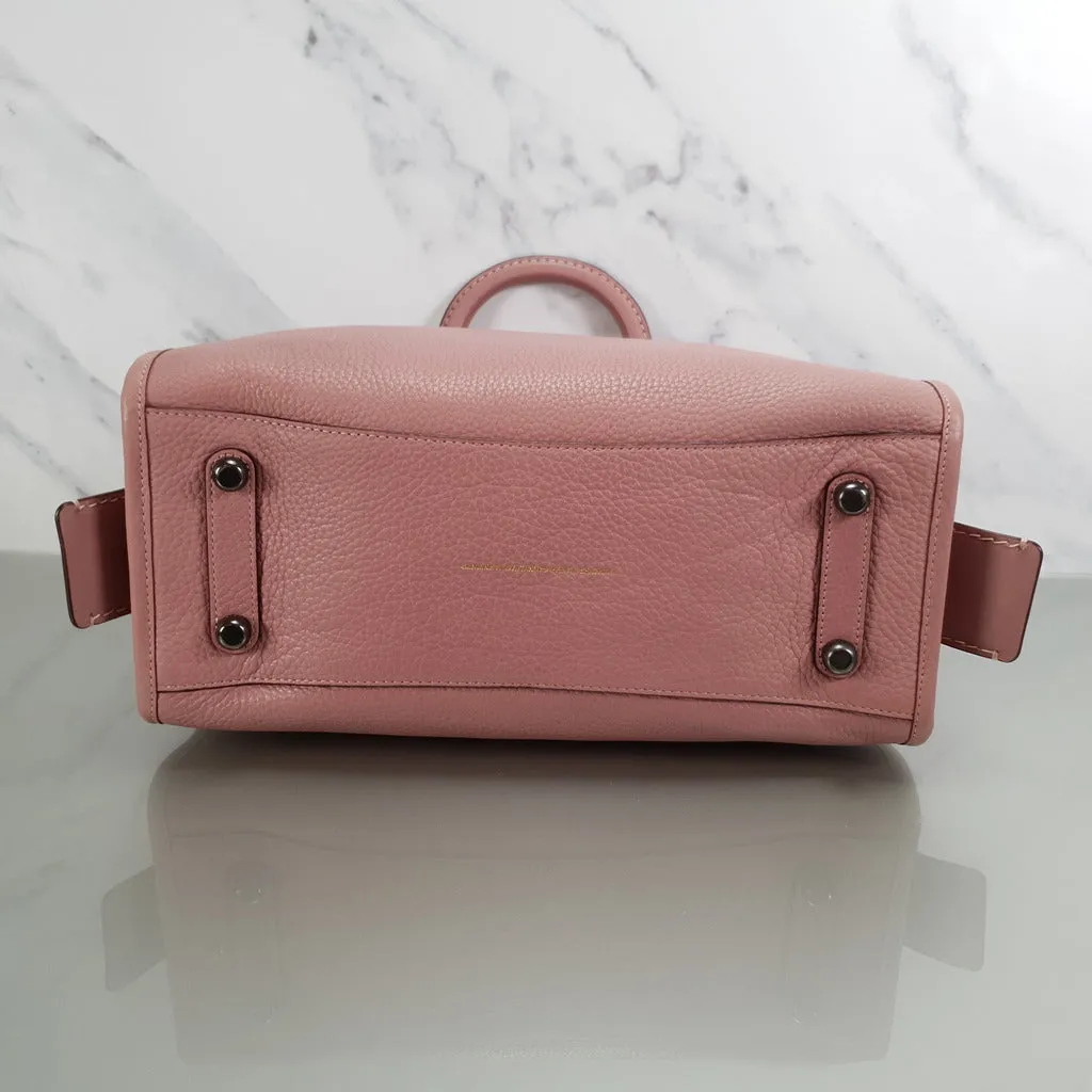Coach 1941 Rogue 31 in Dusty Rose Pink Mixed Leather with Burgundy Suede - Pebbled Leather Handbag