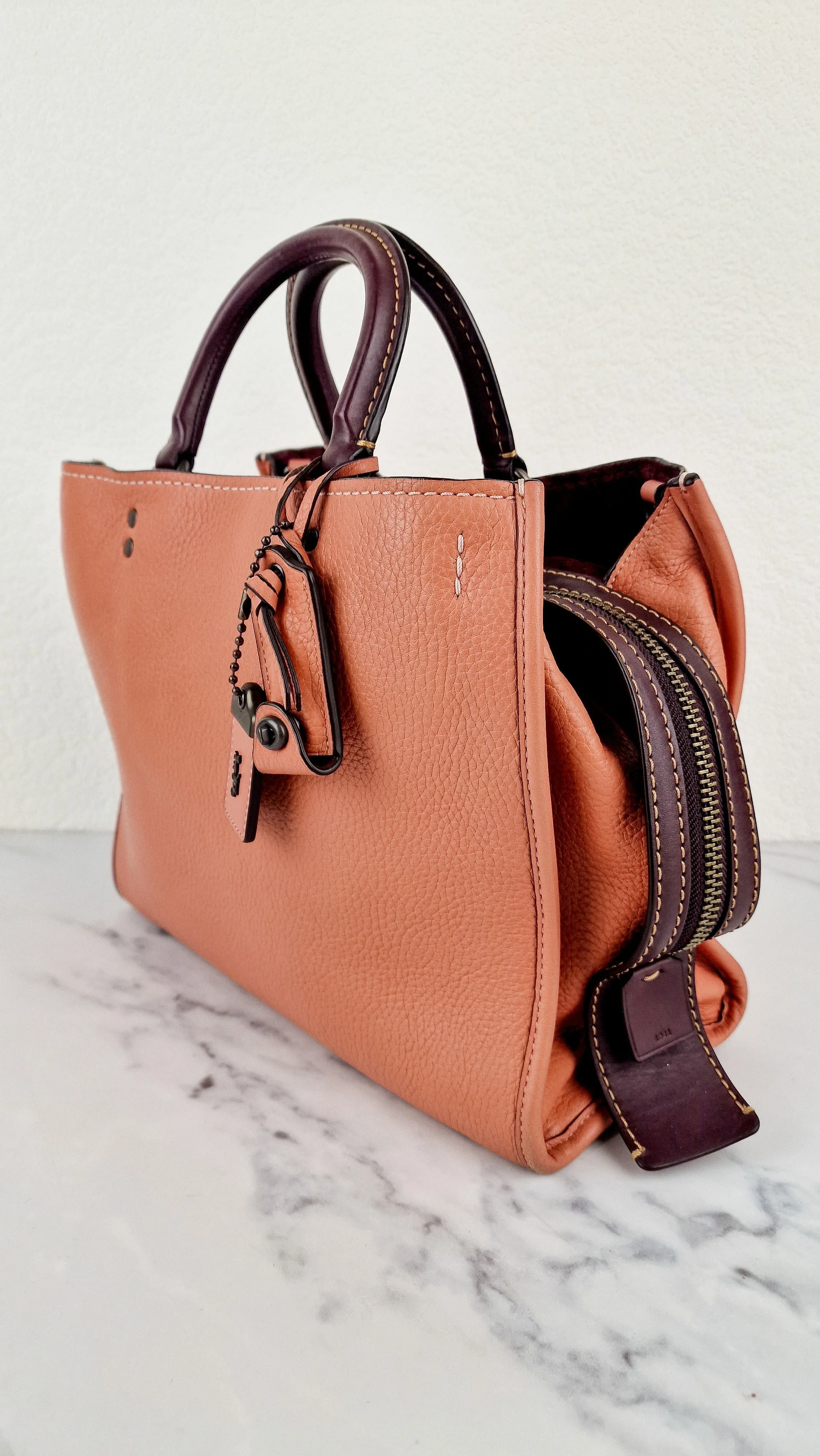Coach 1941 Rogue 31 in Melon with Burgundy Colorblock Detail and Suede - Satchel Bag Coach 38124