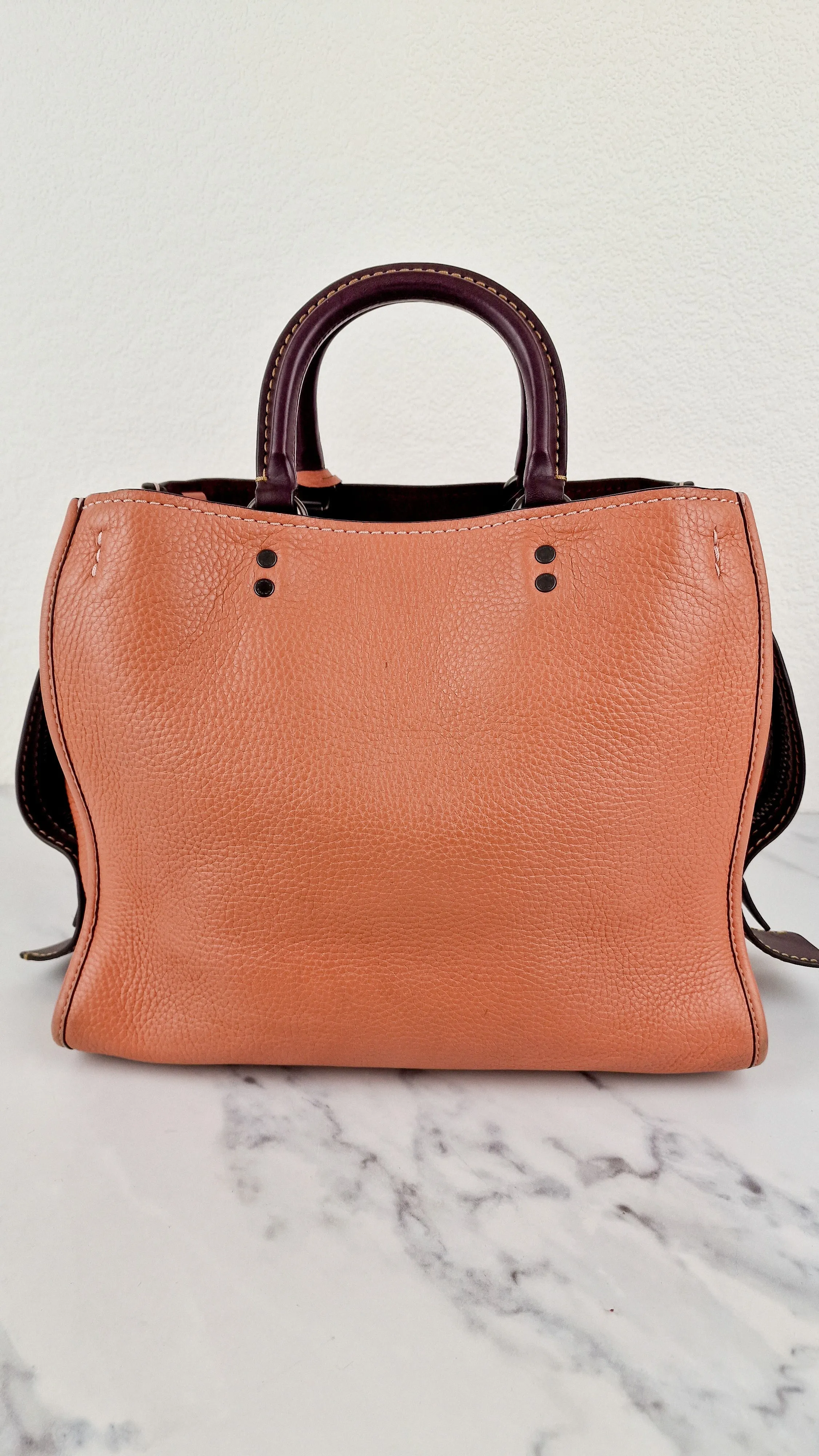 Coach 1941 Rogue 31 in Melon with Burgundy Colorblock Detail and Suede - Satchel Bag Coach 38124