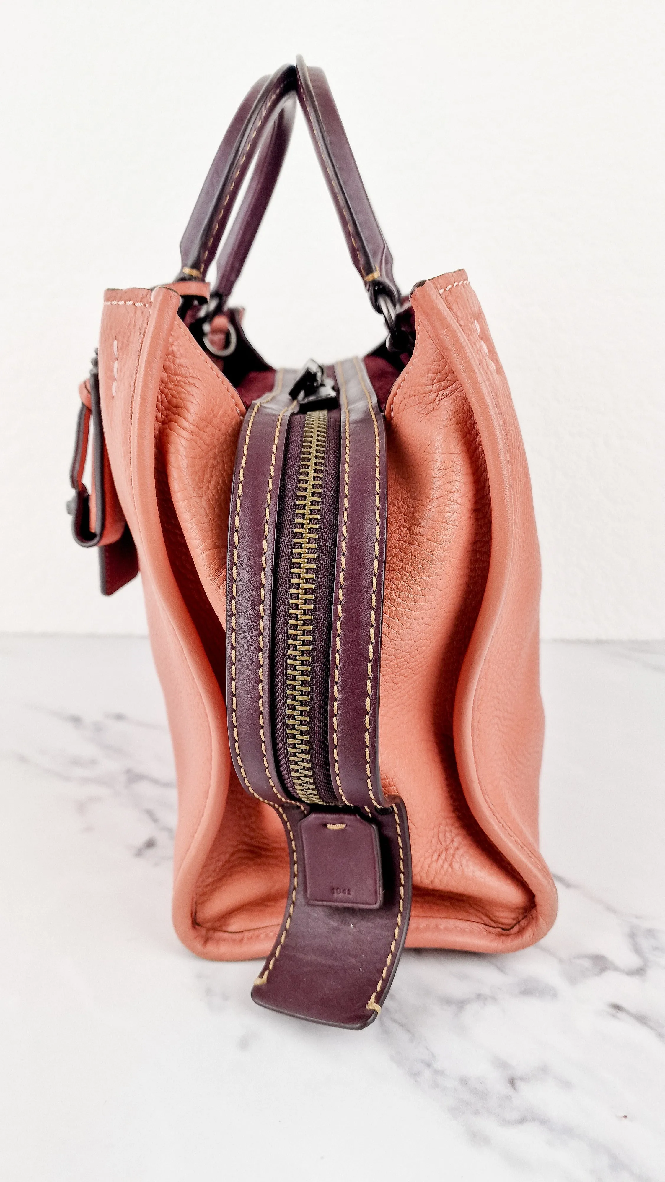 Coach 1941 Rogue 31 in Melon with Burgundy Colorblock Detail and Suede - Satchel Bag Coach 38124
