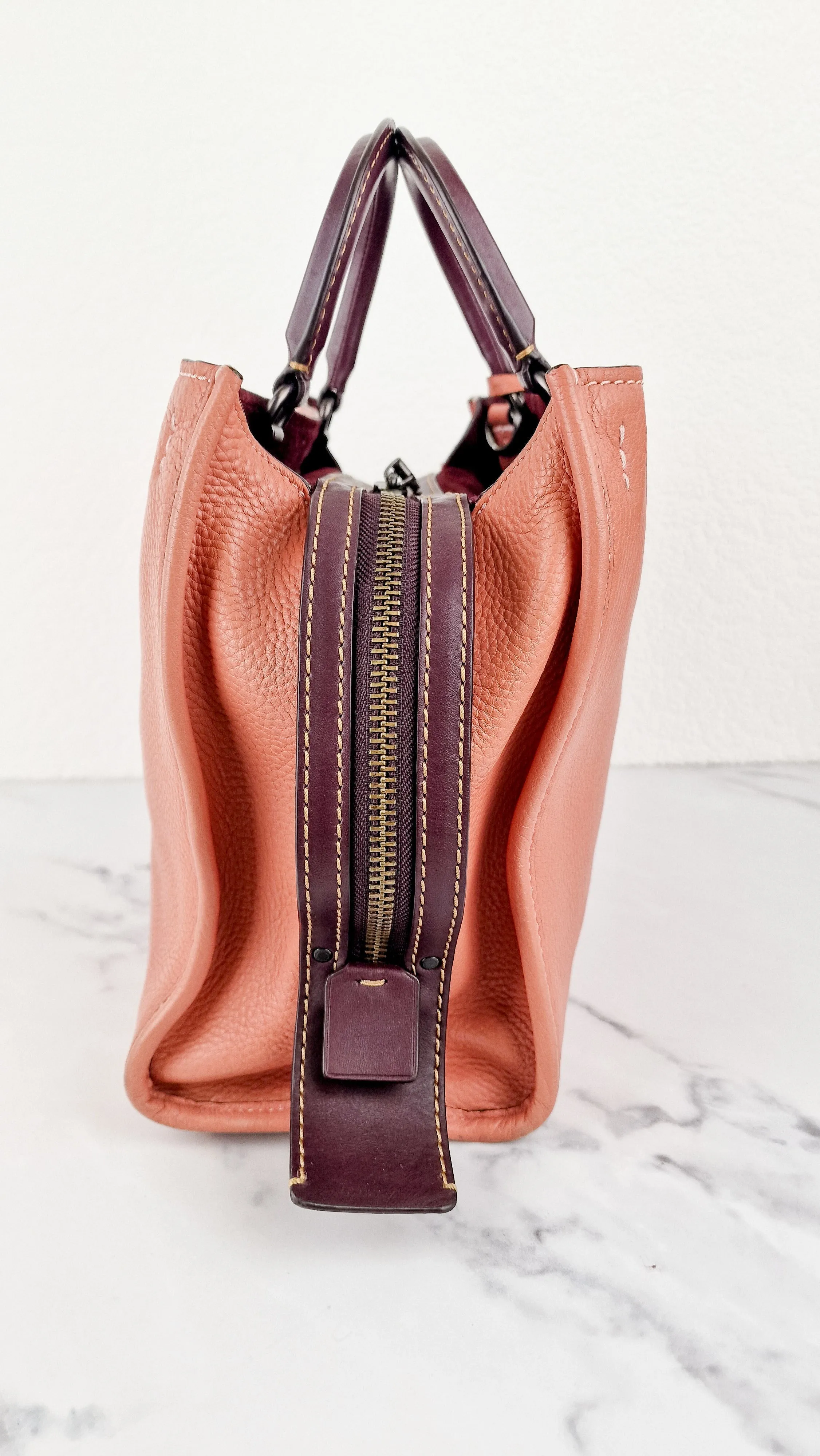 Coach 1941 Rogue 31 in Melon with Burgundy Colorblock Detail and Suede - Satchel Bag Coach 38124