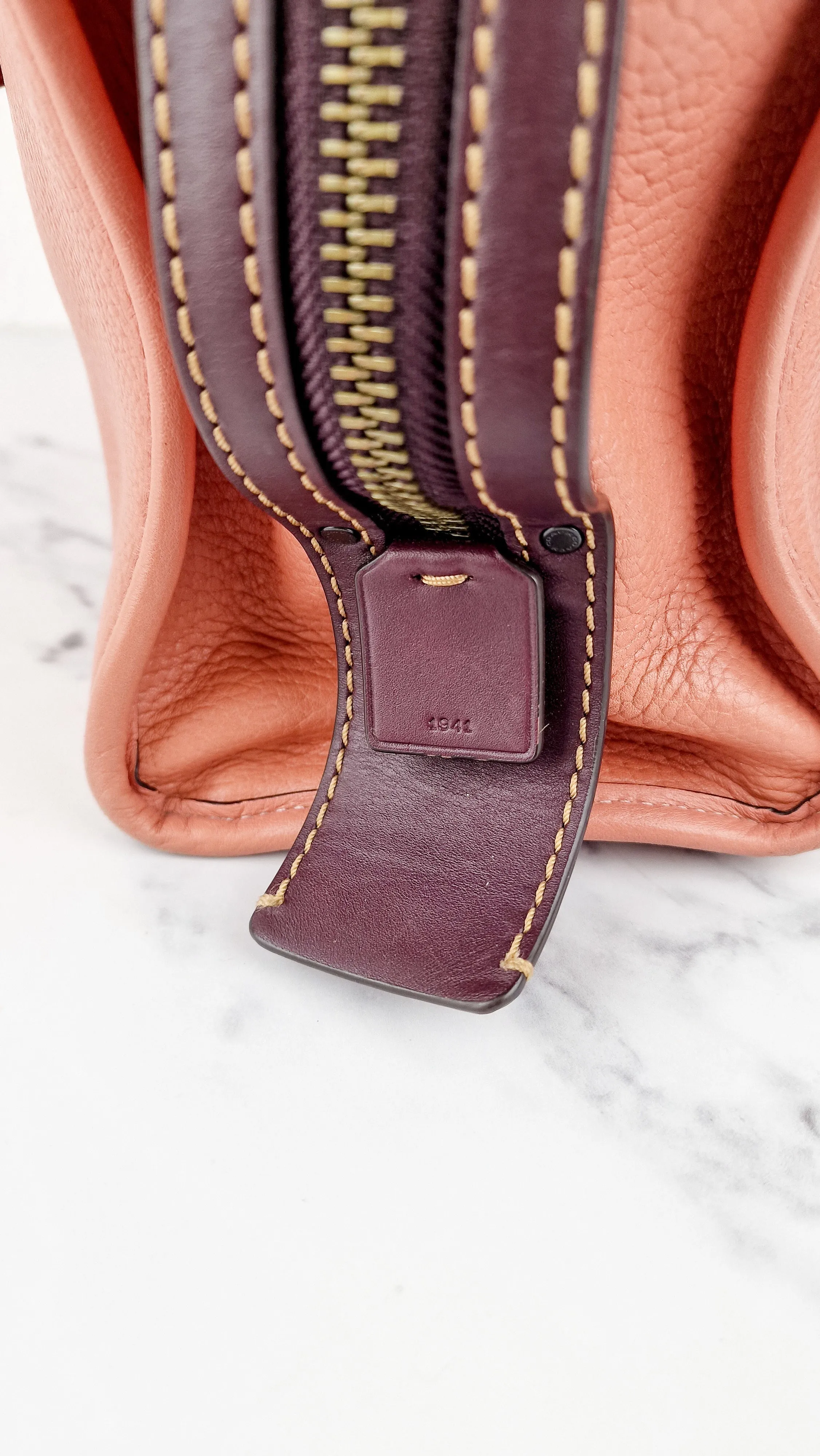 Coach 1941 Rogue 31 in Melon with Burgundy Colorblock Detail and Suede - Satchel Bag Coach 38124