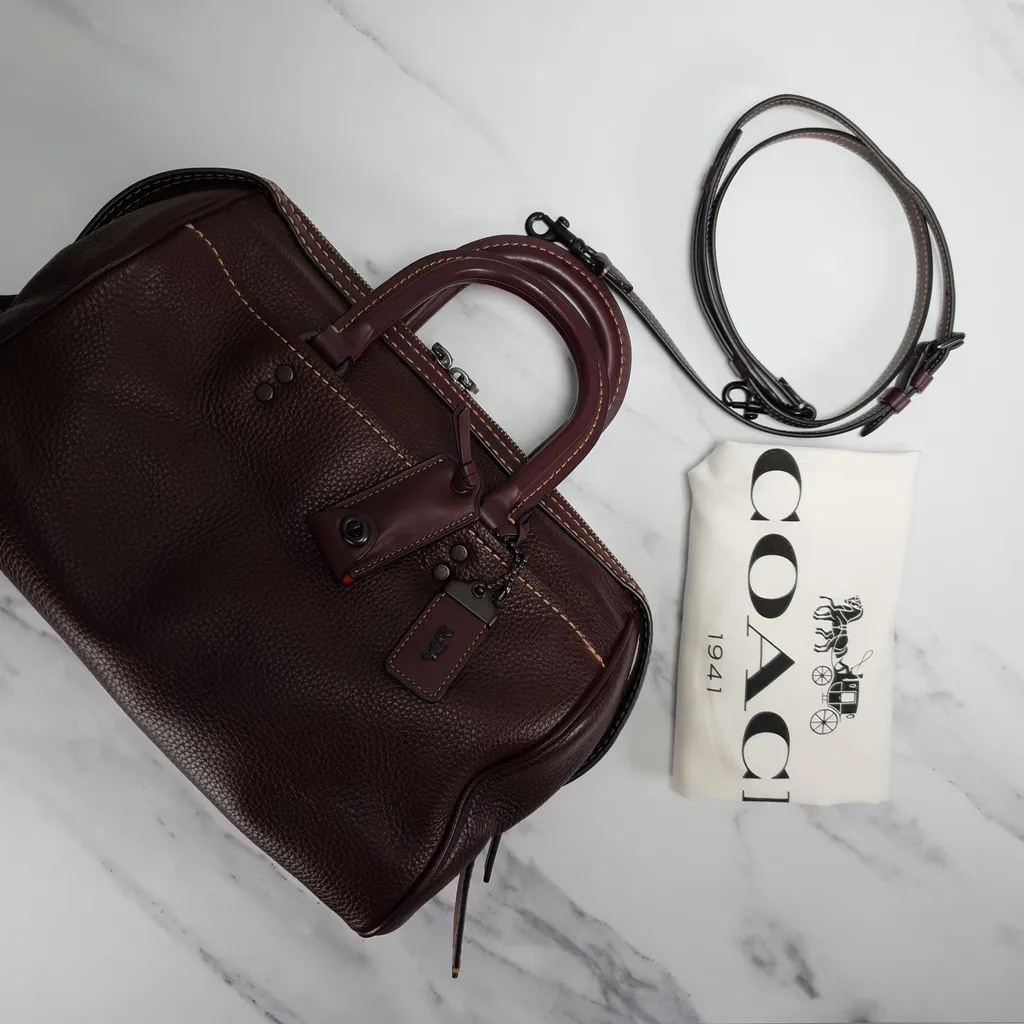 Coach 1941 Rogue Satchel in Oxblood with Red Suede - Handbag Crossbody