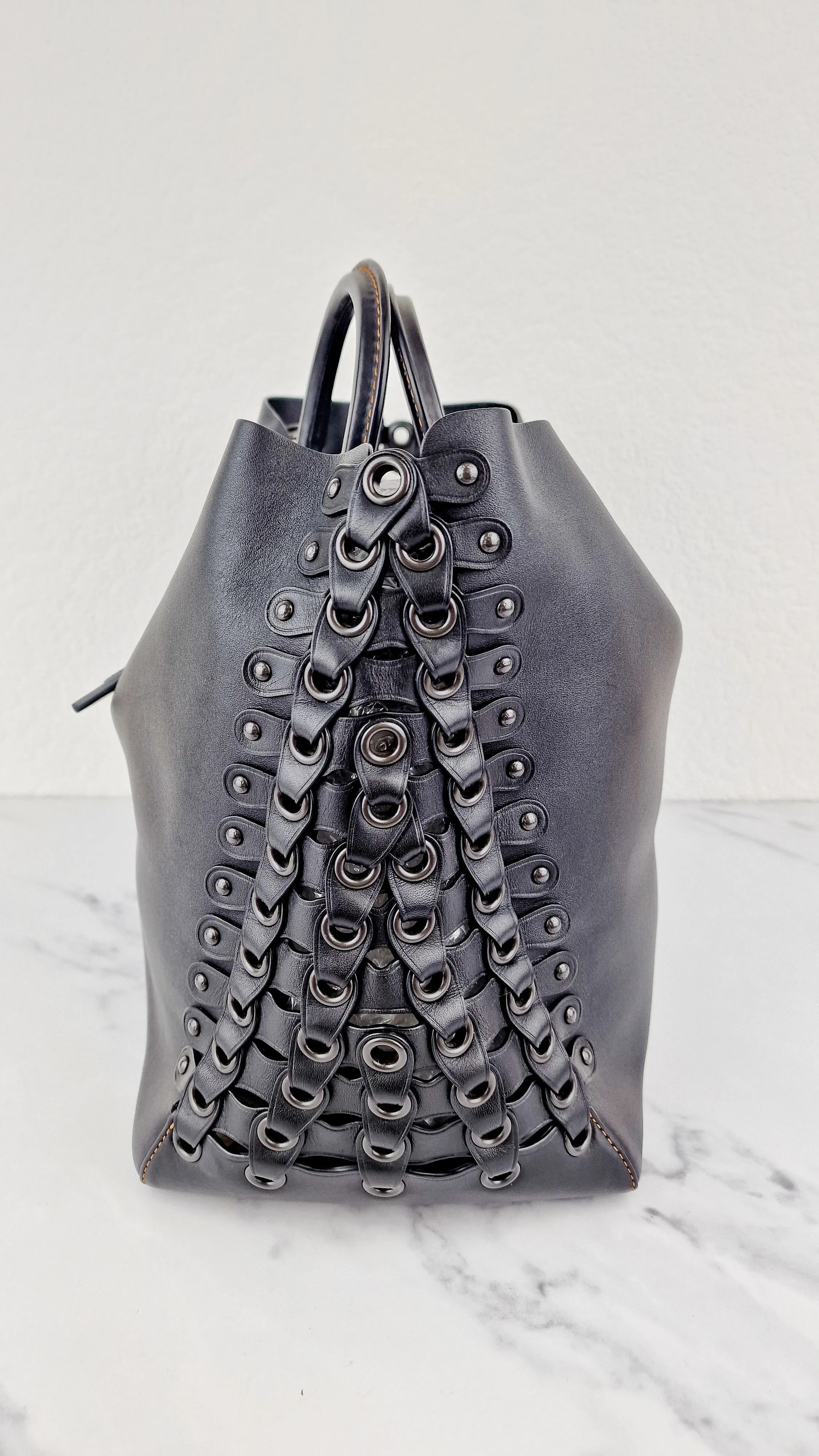 Coach 1941 Rogue Tote Bag With Links in Black Smooth Leather - Handbag Shoulder Bag - Coach 86810
