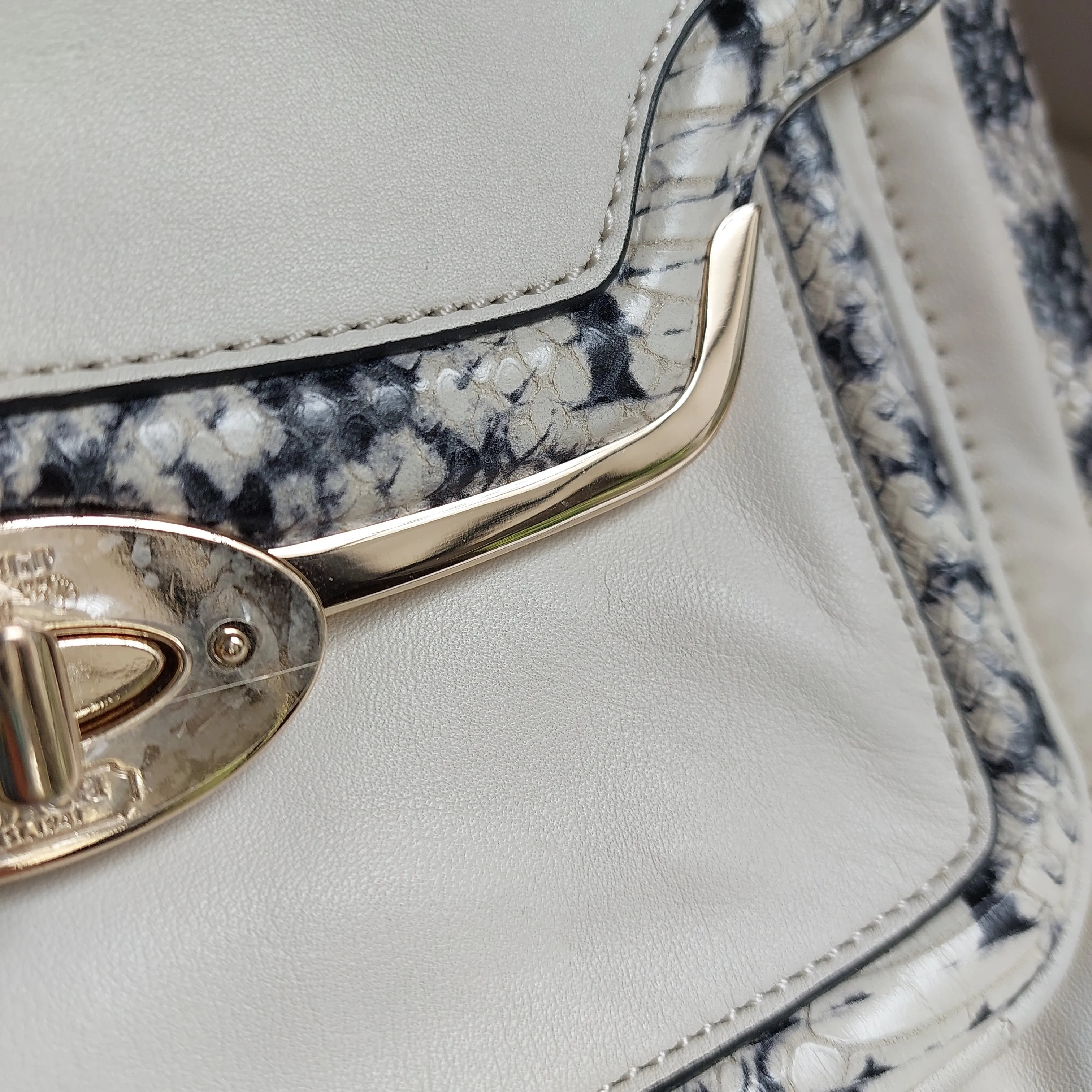 Coach Cream Leather and Python Embossed Madison Sadie Crossbody Bag | Pre Loved |