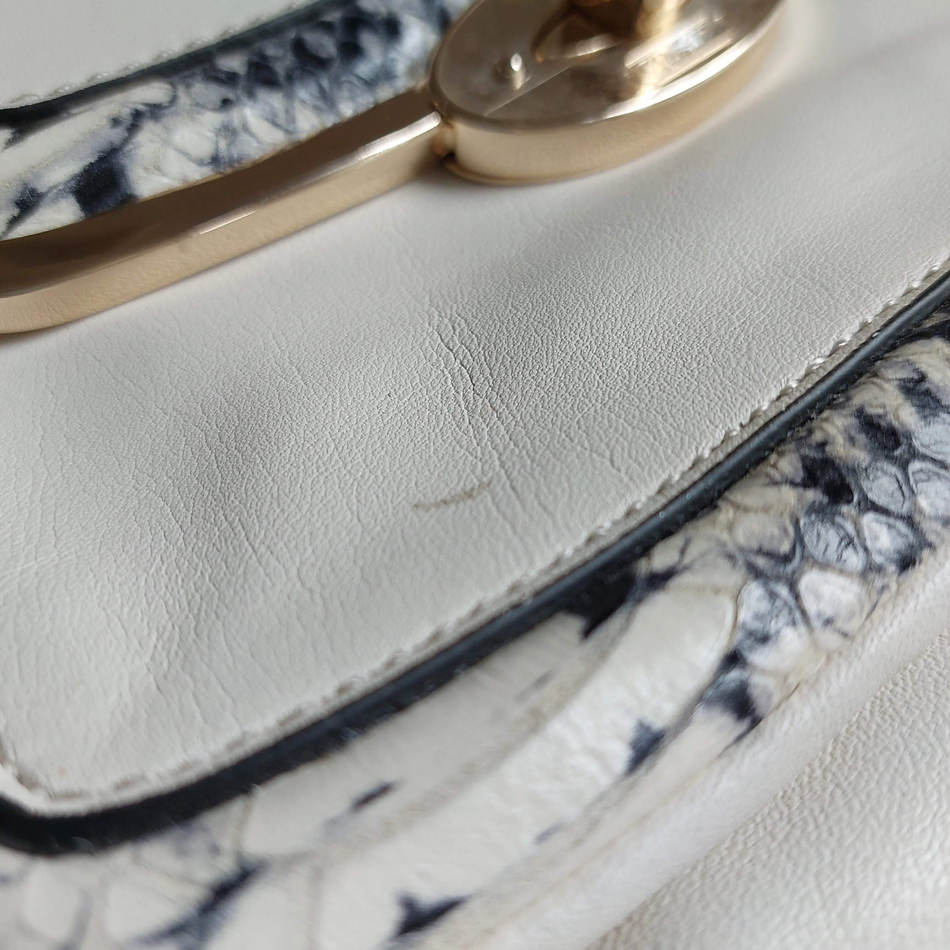 Coach Cream Leather and Python Embossed Madison Sadie Crossbody Bag | Pre Loved |