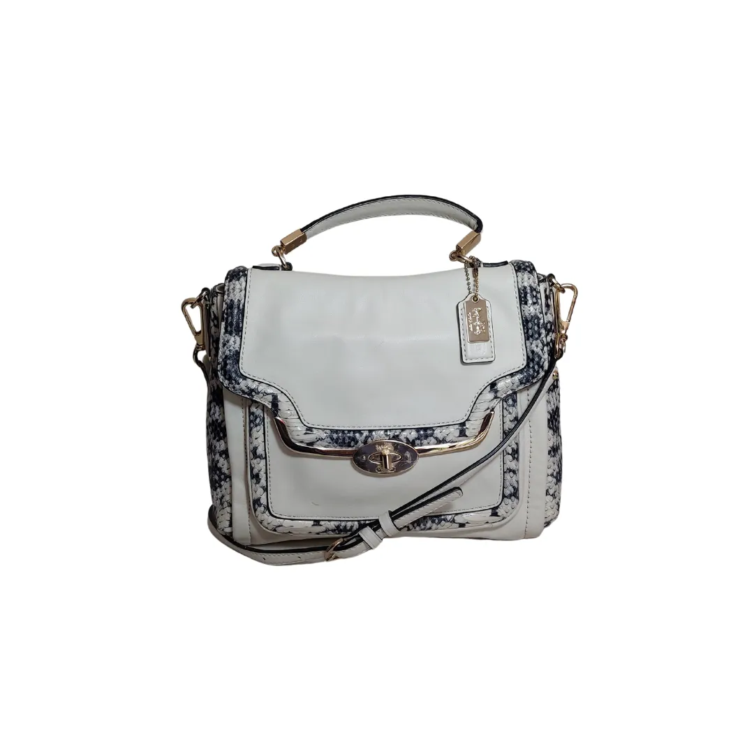 Coach Cream Leather and Python Embossed Madison Sadie Crossbody Bag | Pre Loved |