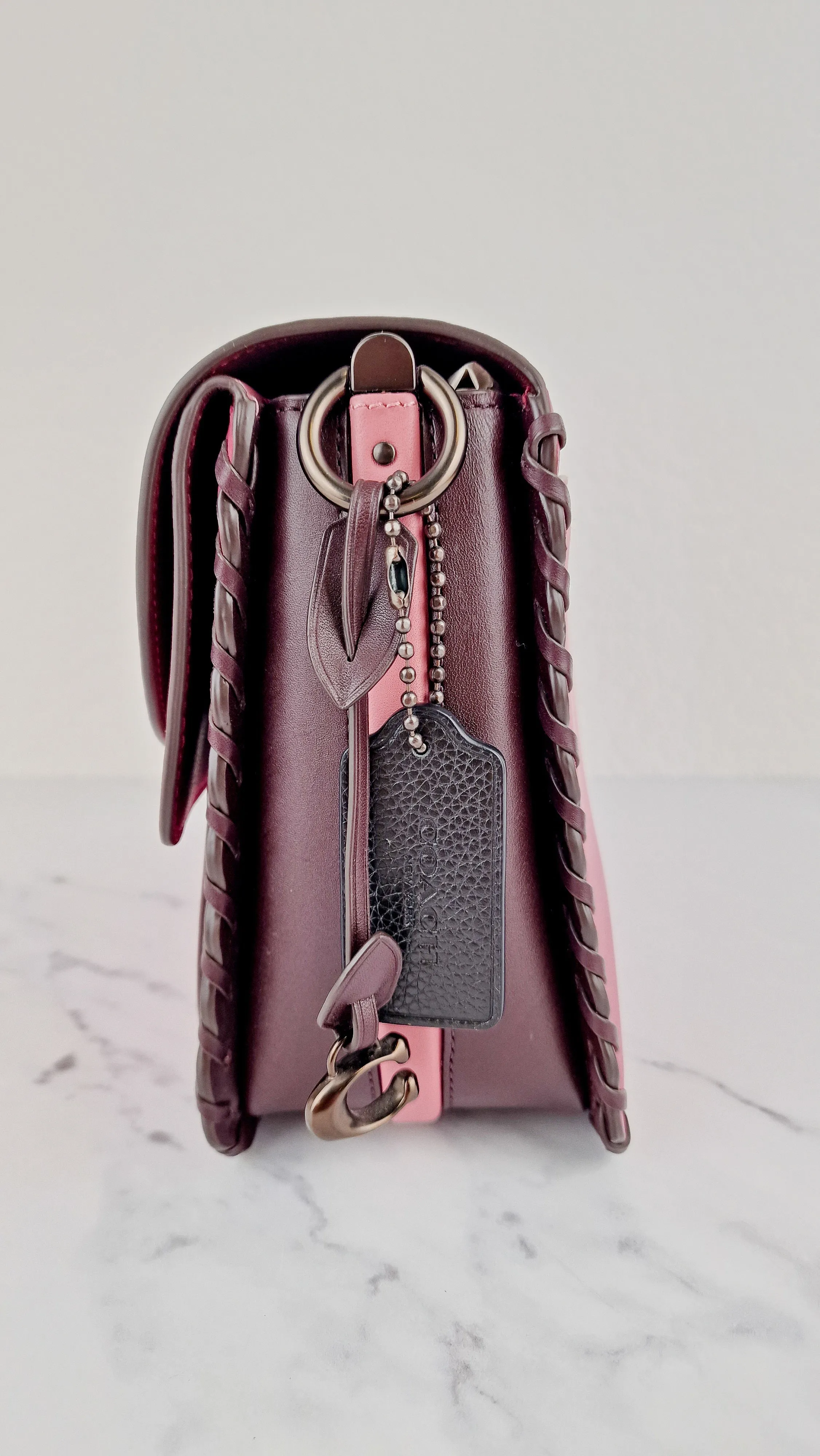 Coach Dreamer Shoulder Bag in True Pink Colorblock with Whipstitch Primrose - Coach 76034