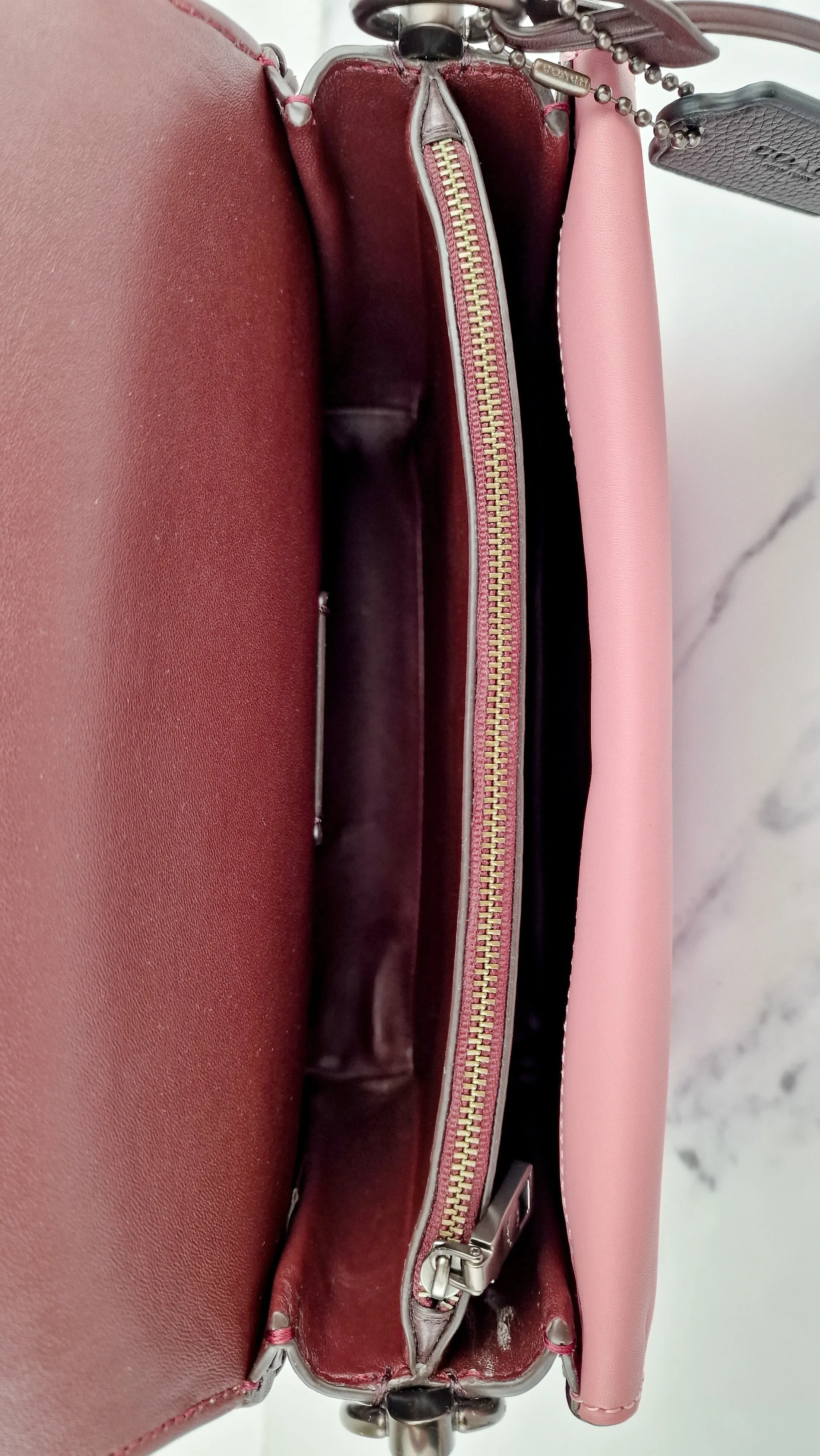 Coach Dreamer Shoulder Bag in True Pink Colorblock with Whipstitch Primrose - Coach 76034