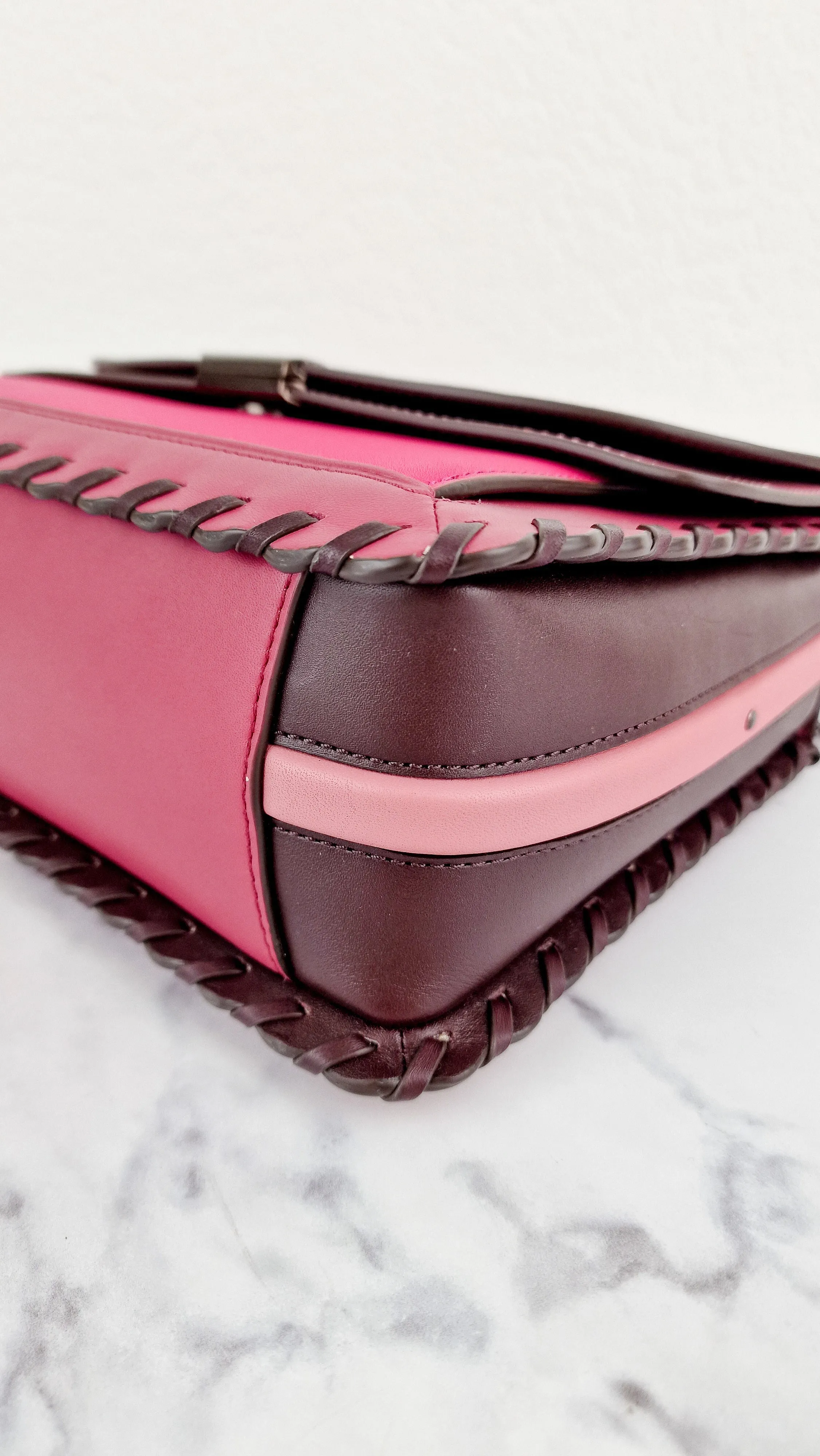 Coach Dreamer Shoulder Bag in True Pink Colorblock with Whipstitch Primrose - Coach 76034